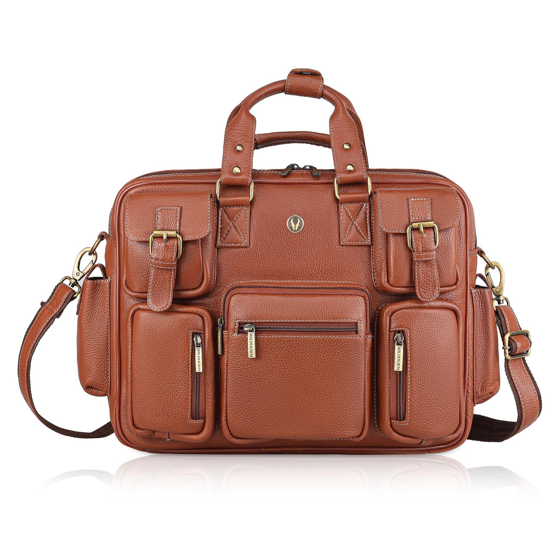 HAMPTON Leather Laptop Messenger Bag for Men - WILDHORN