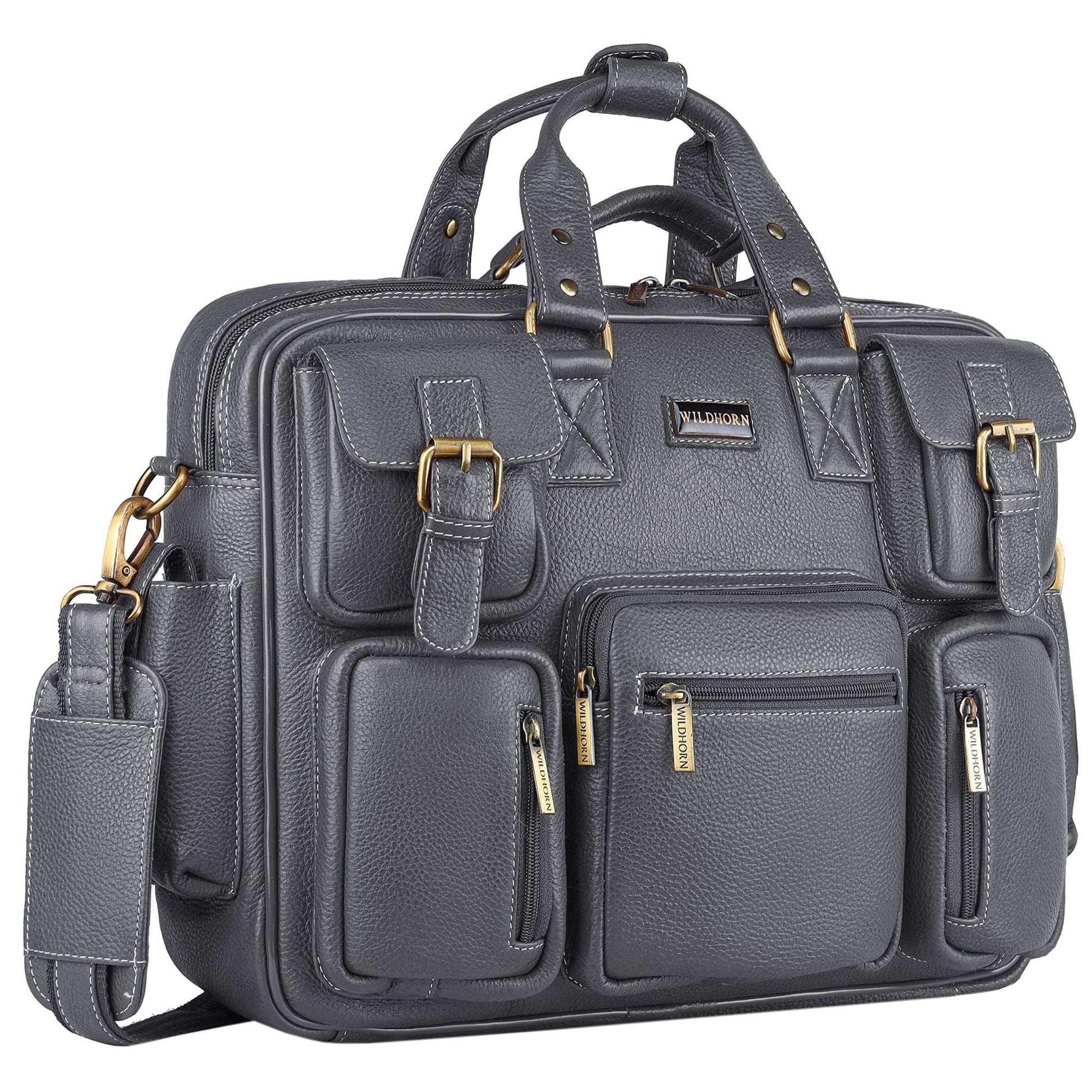 HAMPTON Leather Laptop Messenger Bag for Men - WILDHORN