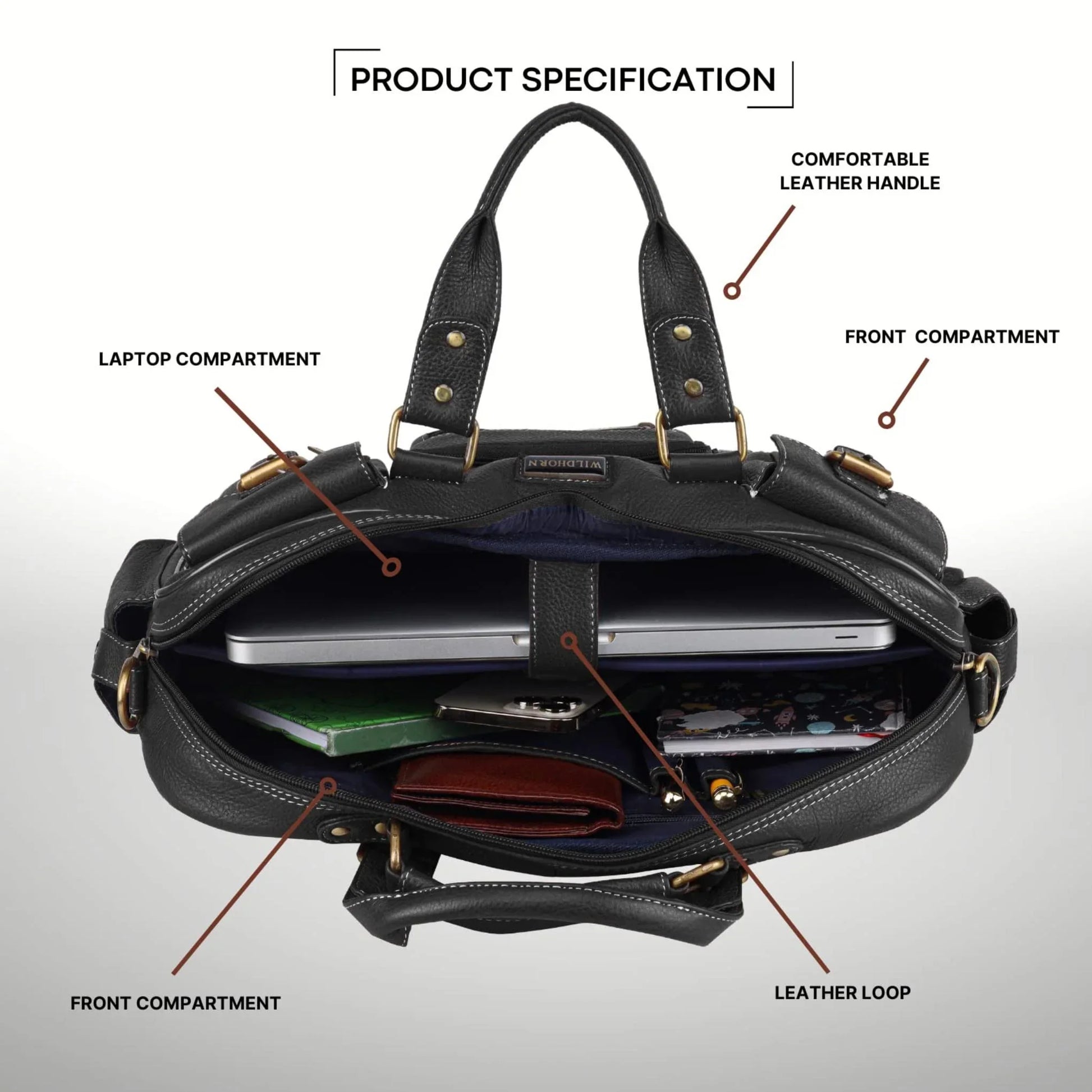 HAMPTON Leather Laptop Messenger Bag for Men - WILDHORN