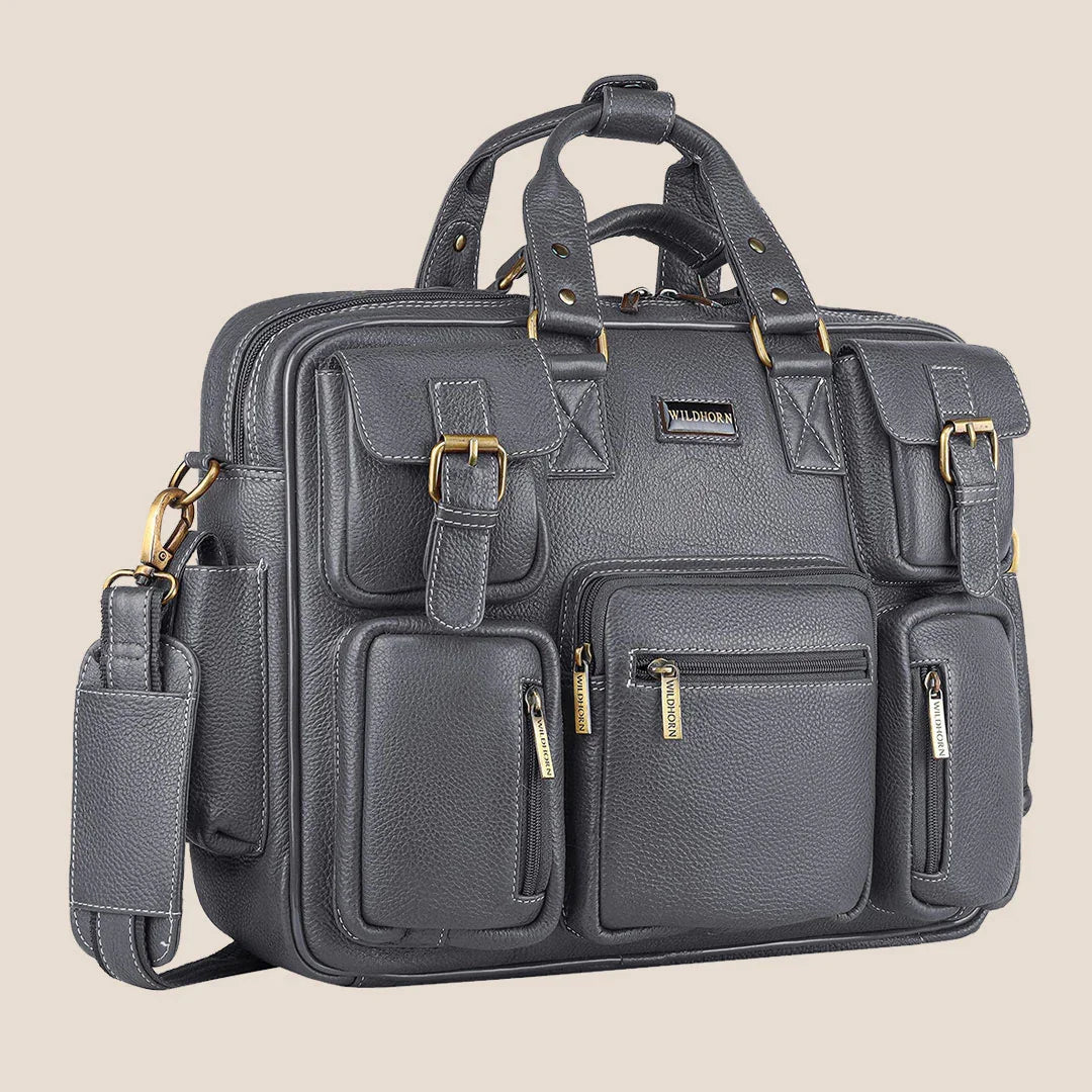 HAMPTON Leather Laptop Messenger Bag for Men - WILDHORN