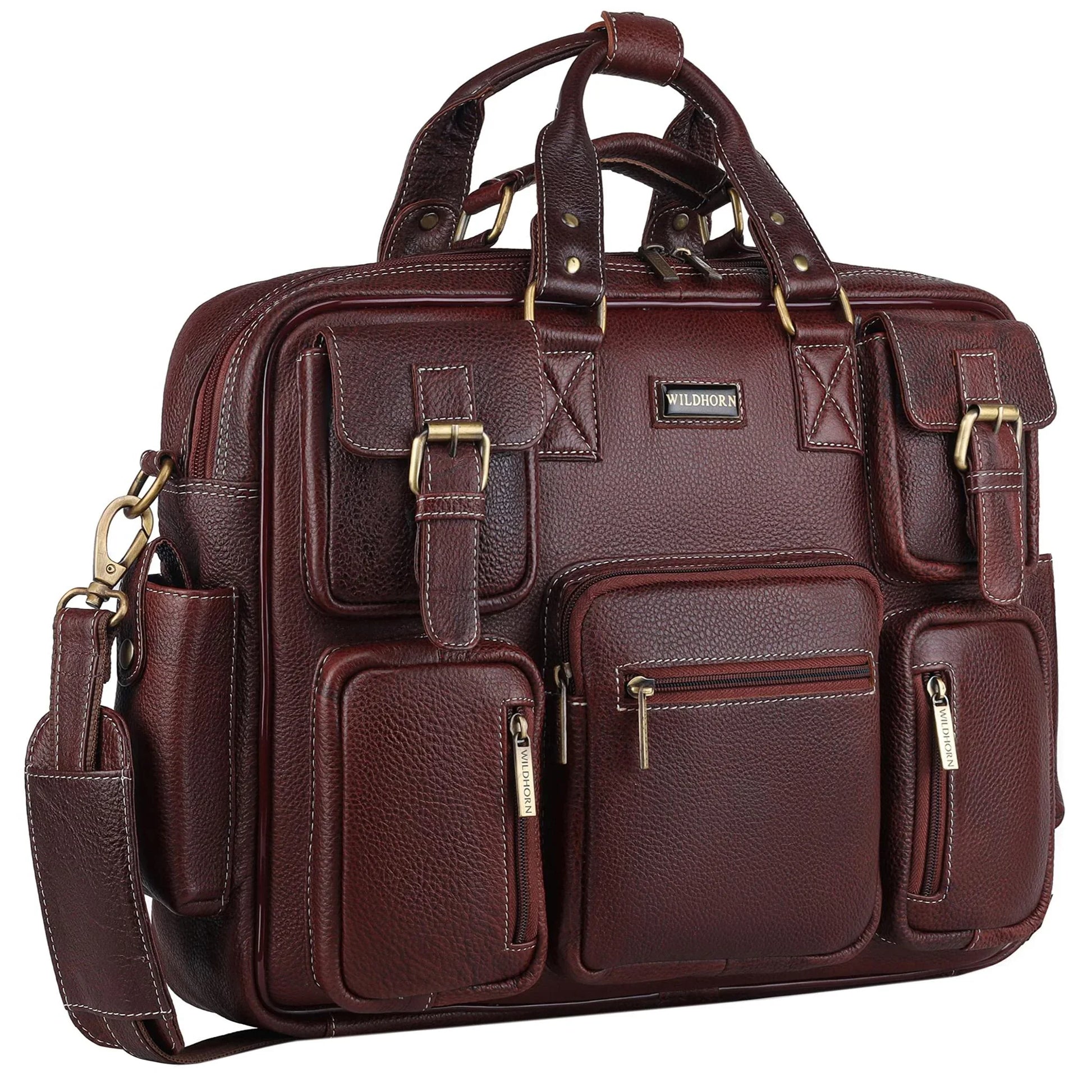 HAMPTON Leather Laptop Messenger Bag for Men - WILDHORN
