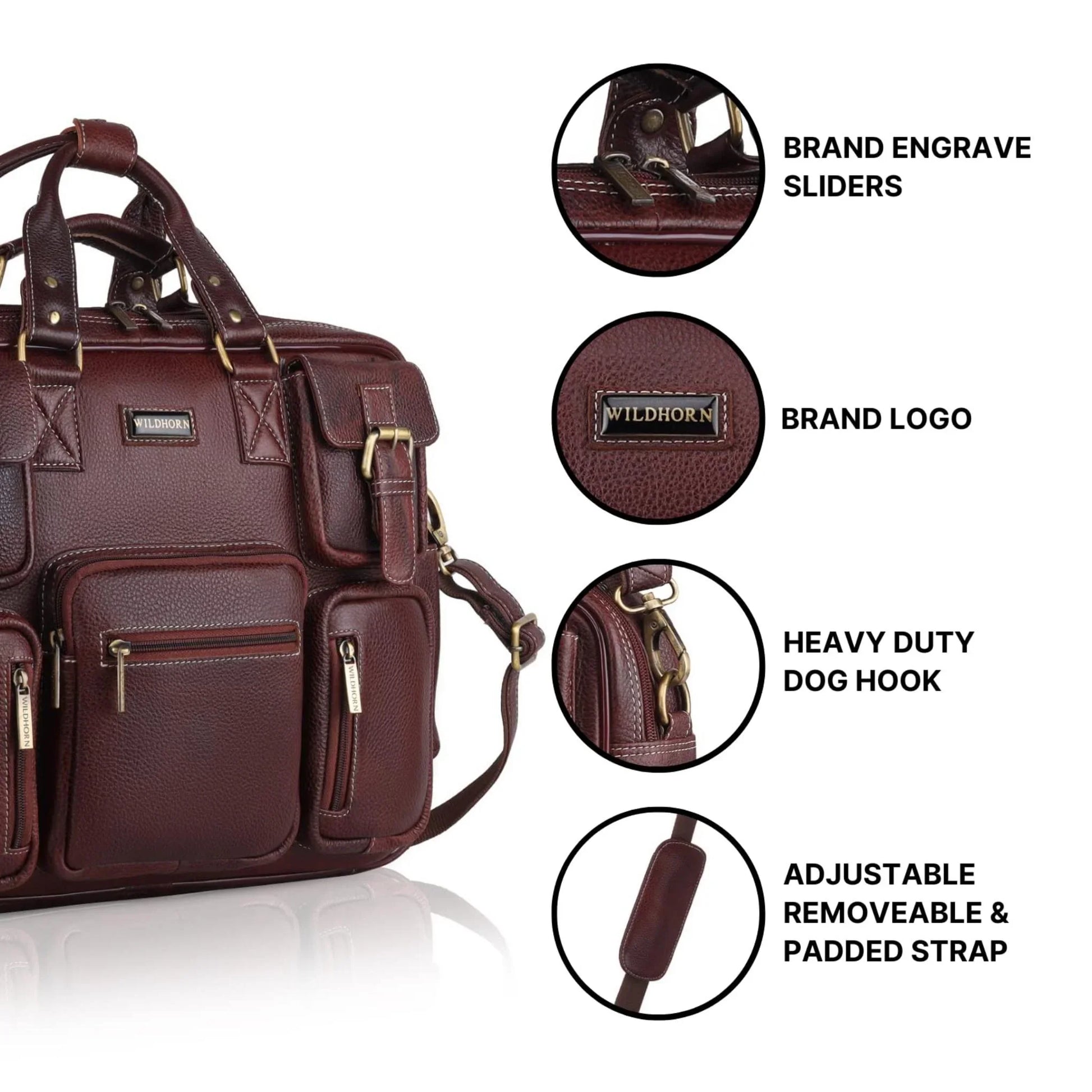 HAMPTON Leather Laptop Messenger Bag for Men - WILDHORN