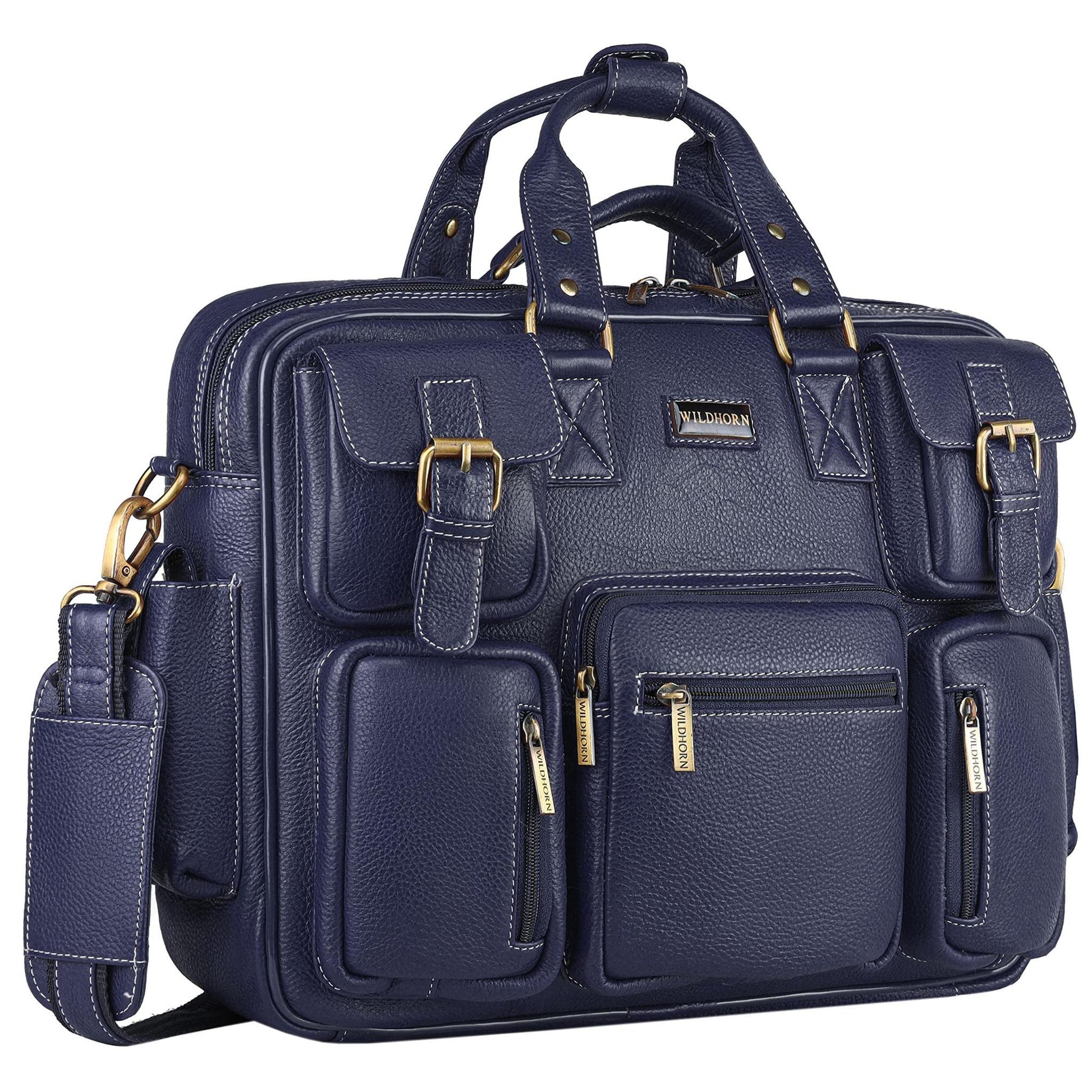 HAMPTON Leather Laptop Messenger Bag for Men - WILDHORN
