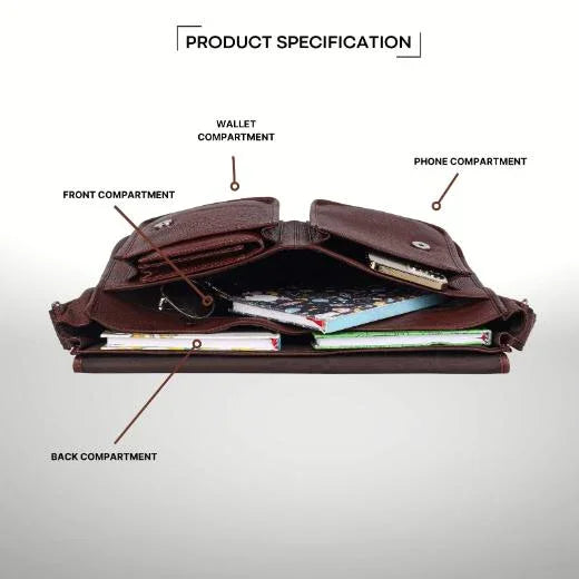 HARLOW Leather Messenger Bag for Men - WILDHORN