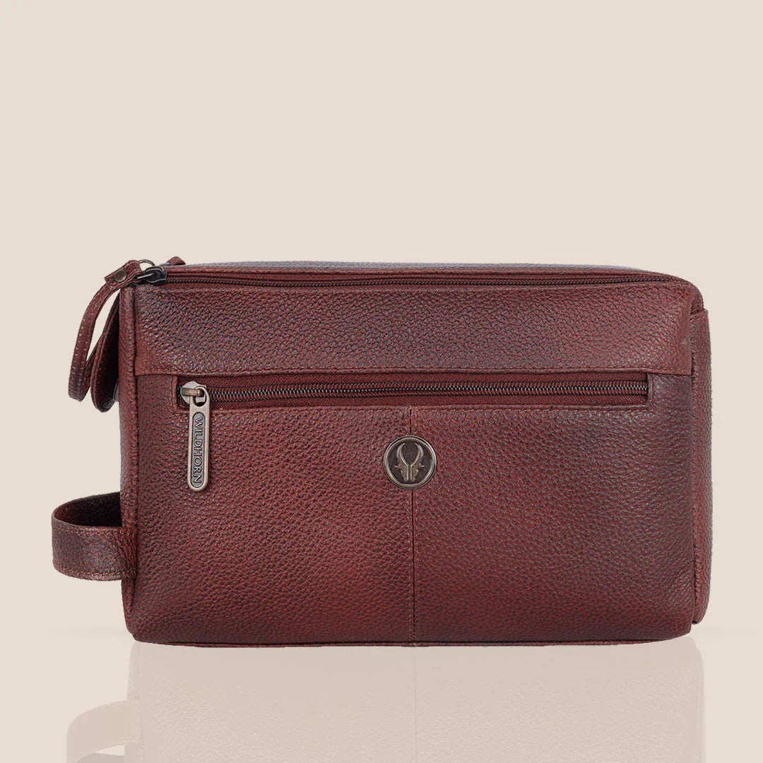 HAVELOCK Leather Toiletry Bag For Men & Women - WILDHORN