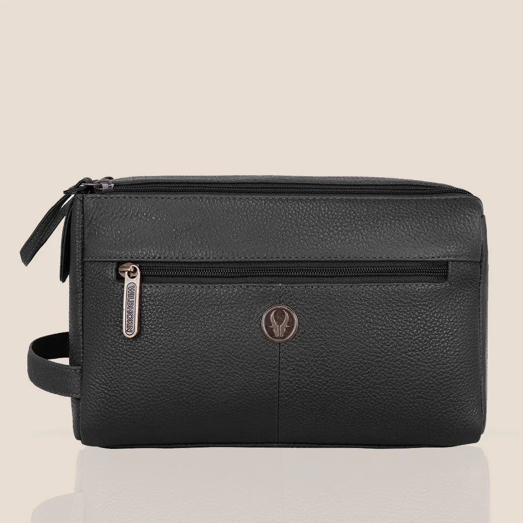 HAVELOCK Leather Toiletry Bag For Men & Women - WILDHORN