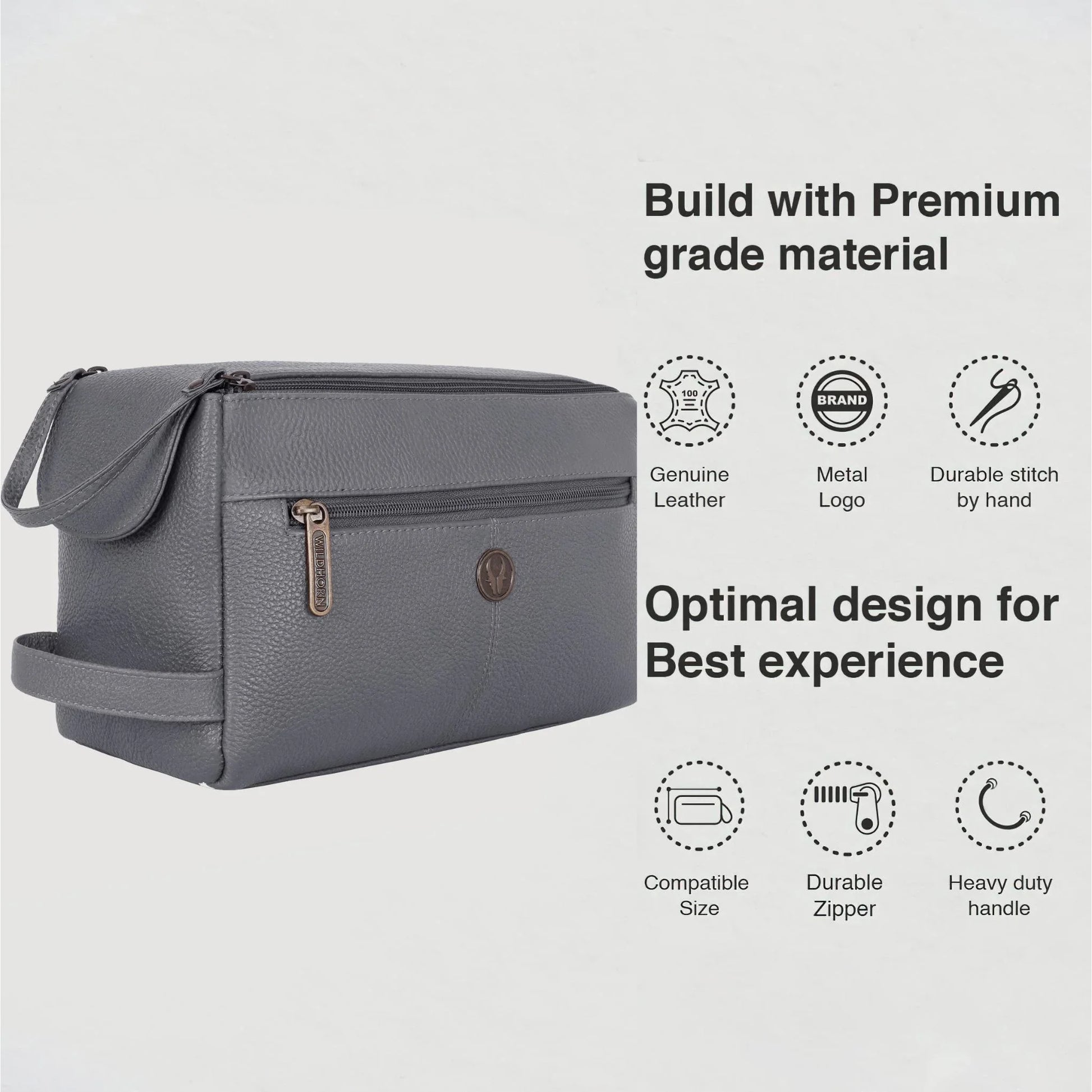 HAVELOCK Leather Toiletry Bag For Men & Women - WILDHORN