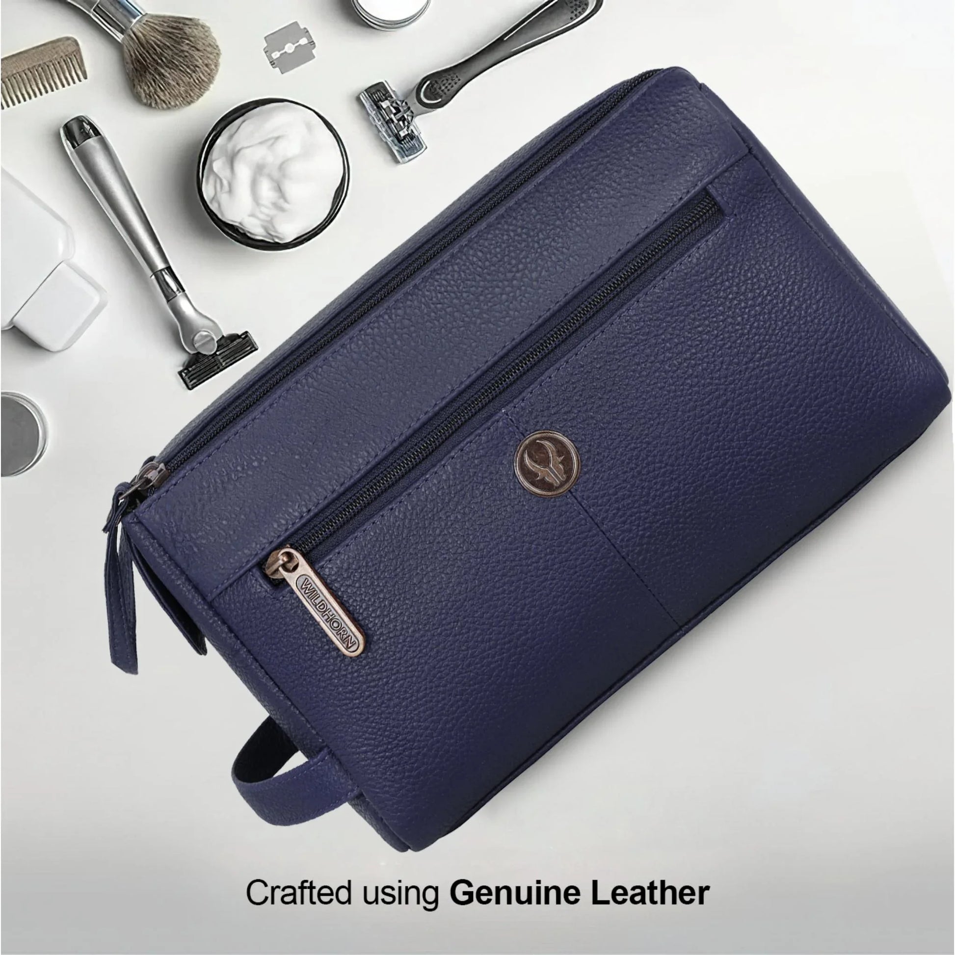 HAVELOCK Leather Toiletry Bag For Men & Women - WILDHORN