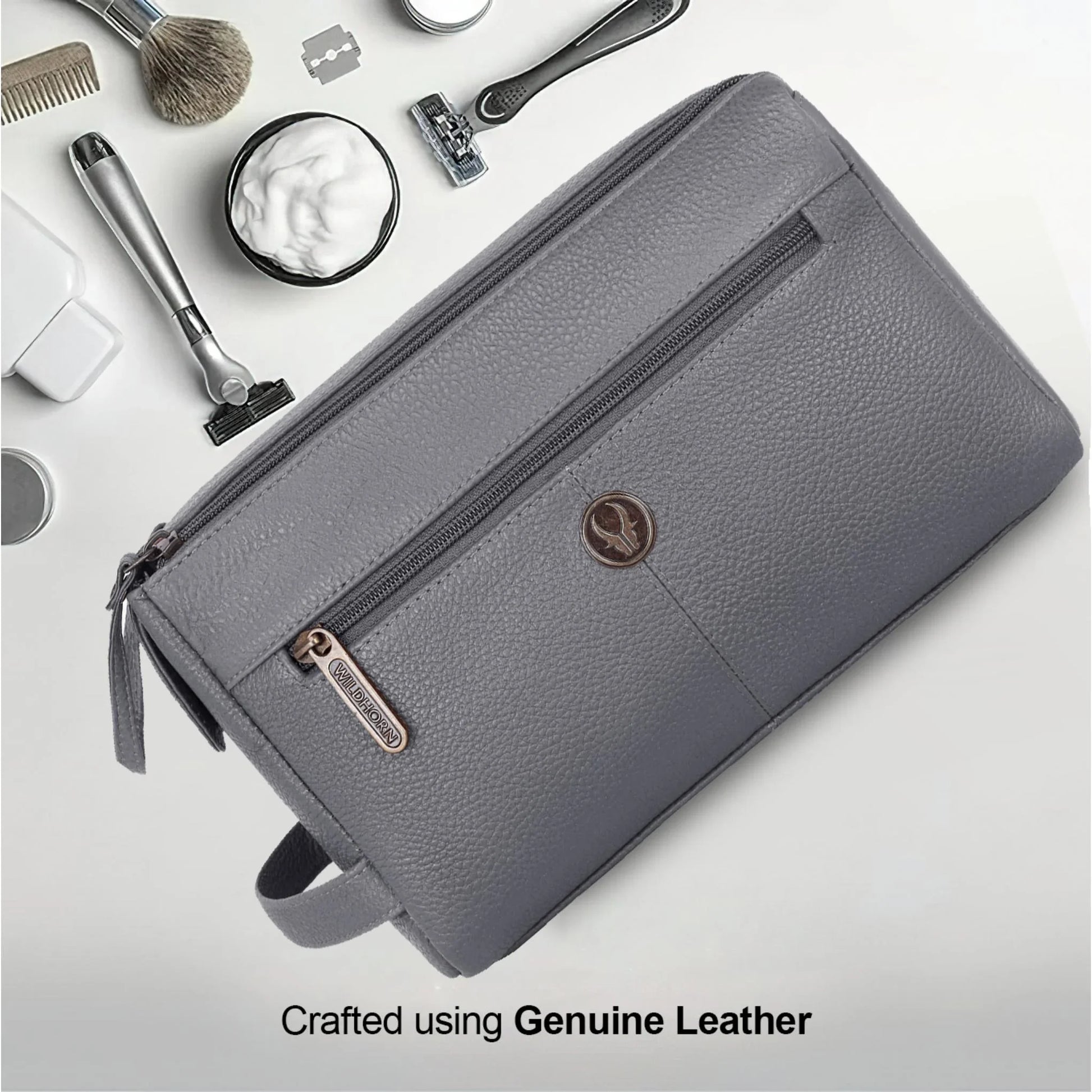 HAVELOCK Leather Toiletry Bag For Men & Women - WILDHORN