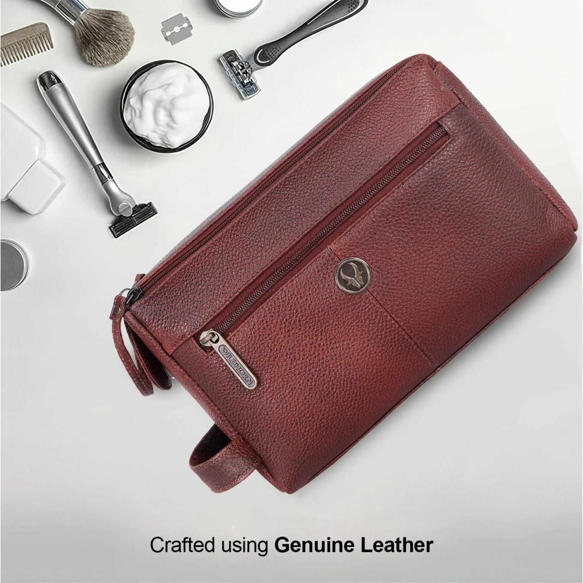 HAVELOCK Leather Toiletry Bag For Men & Women - WILDHORN