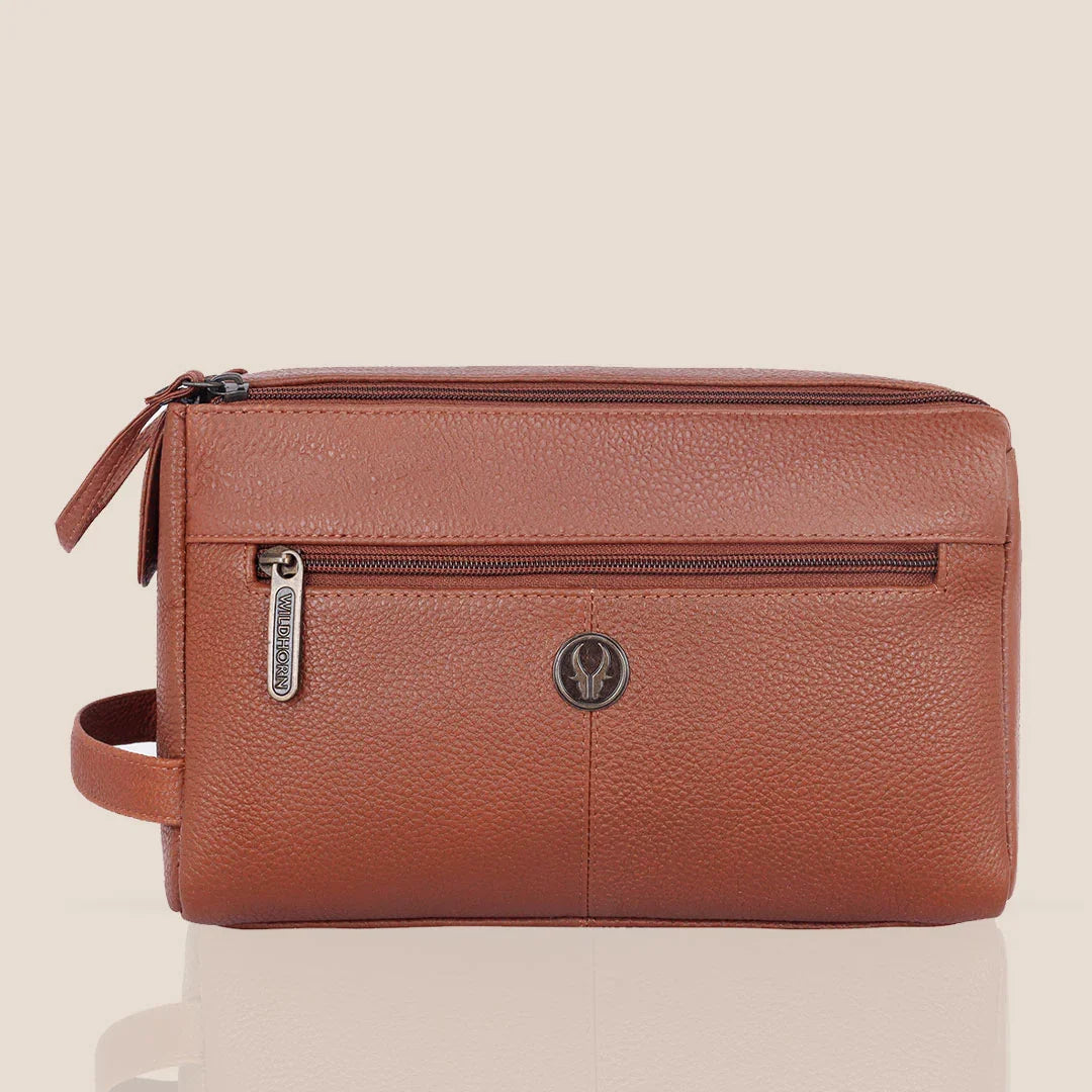 HAVELOCK Leather Toiletry Bag For Men & Women - WILDHORN