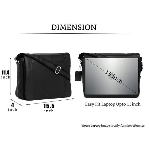 HEMSWORTH Leather Messenger Bag for Men - WILDHORN