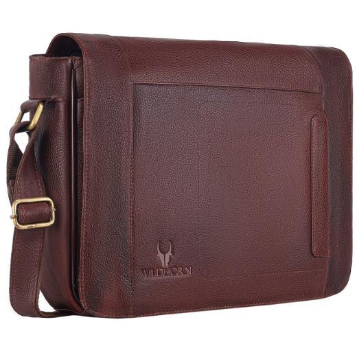 HEMSWORTH Leather Messenger Bag for Men - WILDHORN