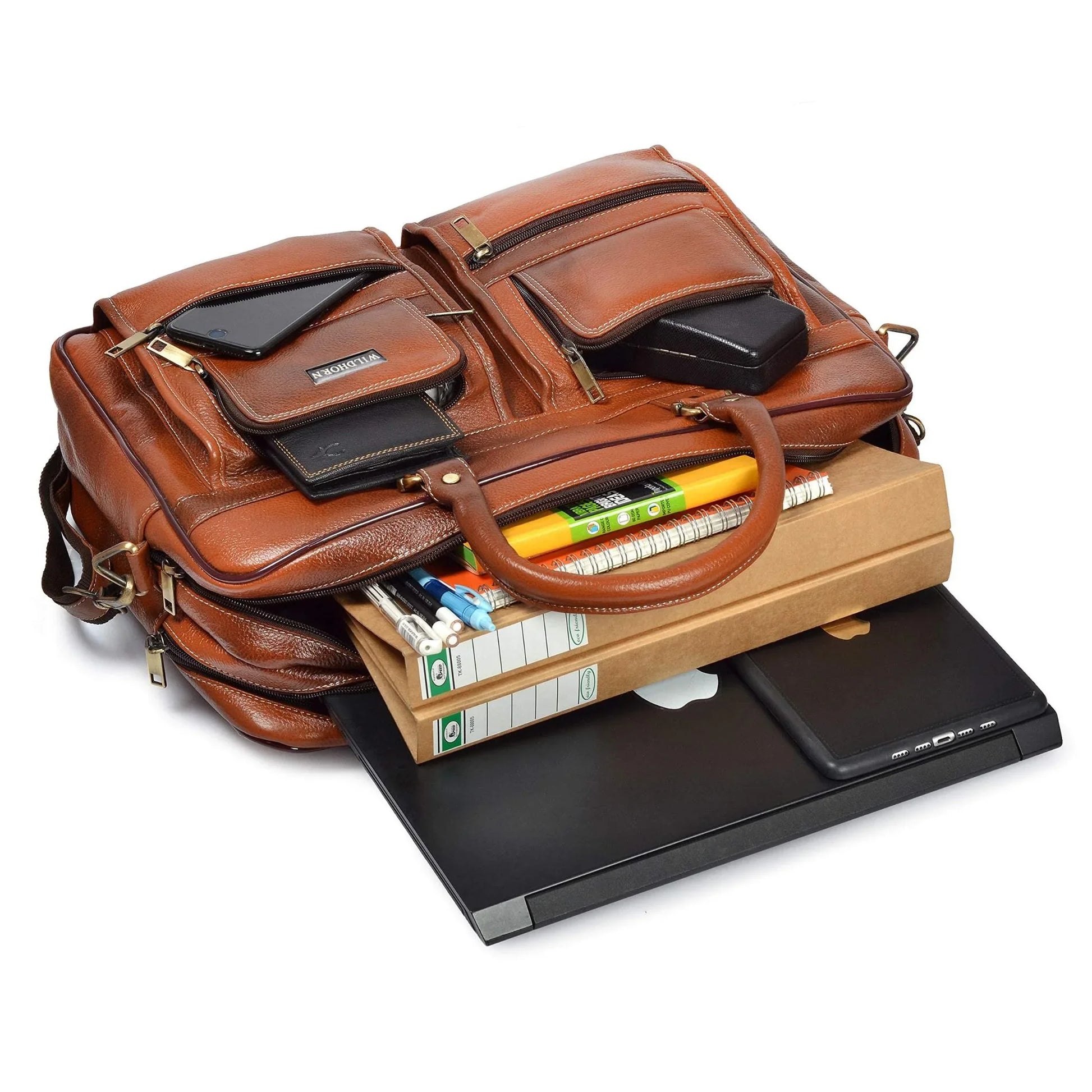 HOMER Leather Laptop Messenger Bag for Men - WILDHORN