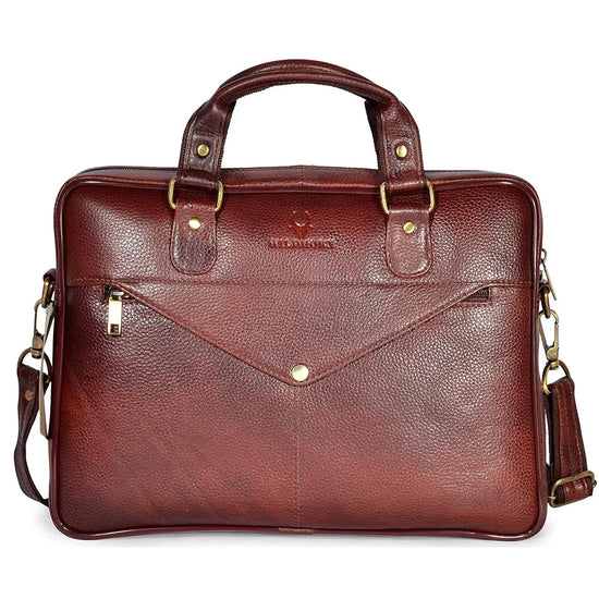 KANSAS Leather Laptop Messenger Bag for Men - WILDHORN