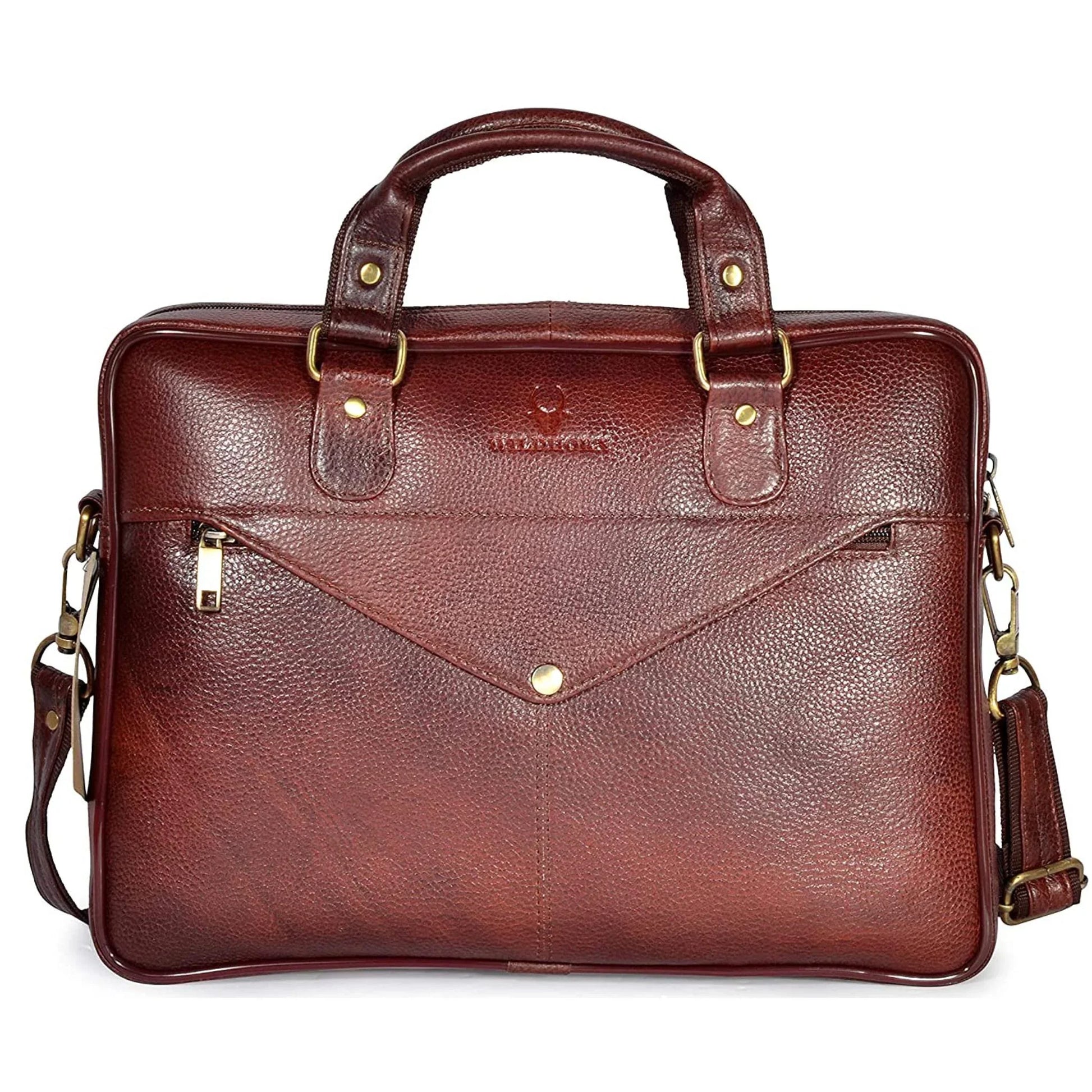 KANSAS Leather Laptop Messenger Bag for Men - WILDHORN
