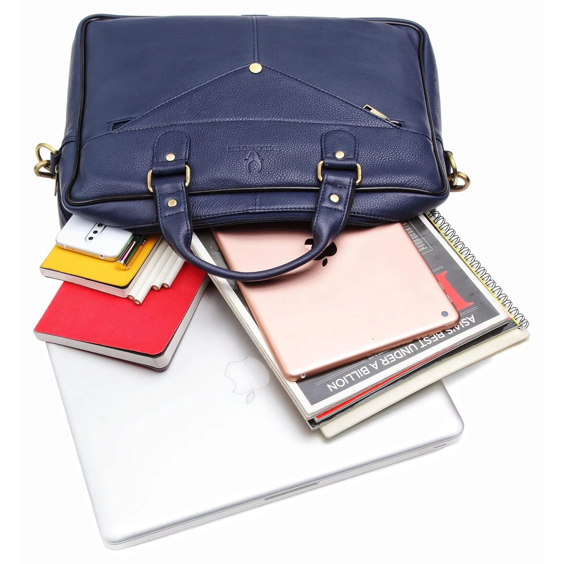 KANSAS Leather Laptop Messenger Bag for Men - WILDHORN