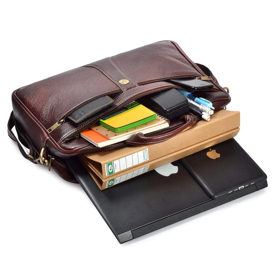 KENTUCKY Leather Laptop Messenger Bag for Men - WILDHORN