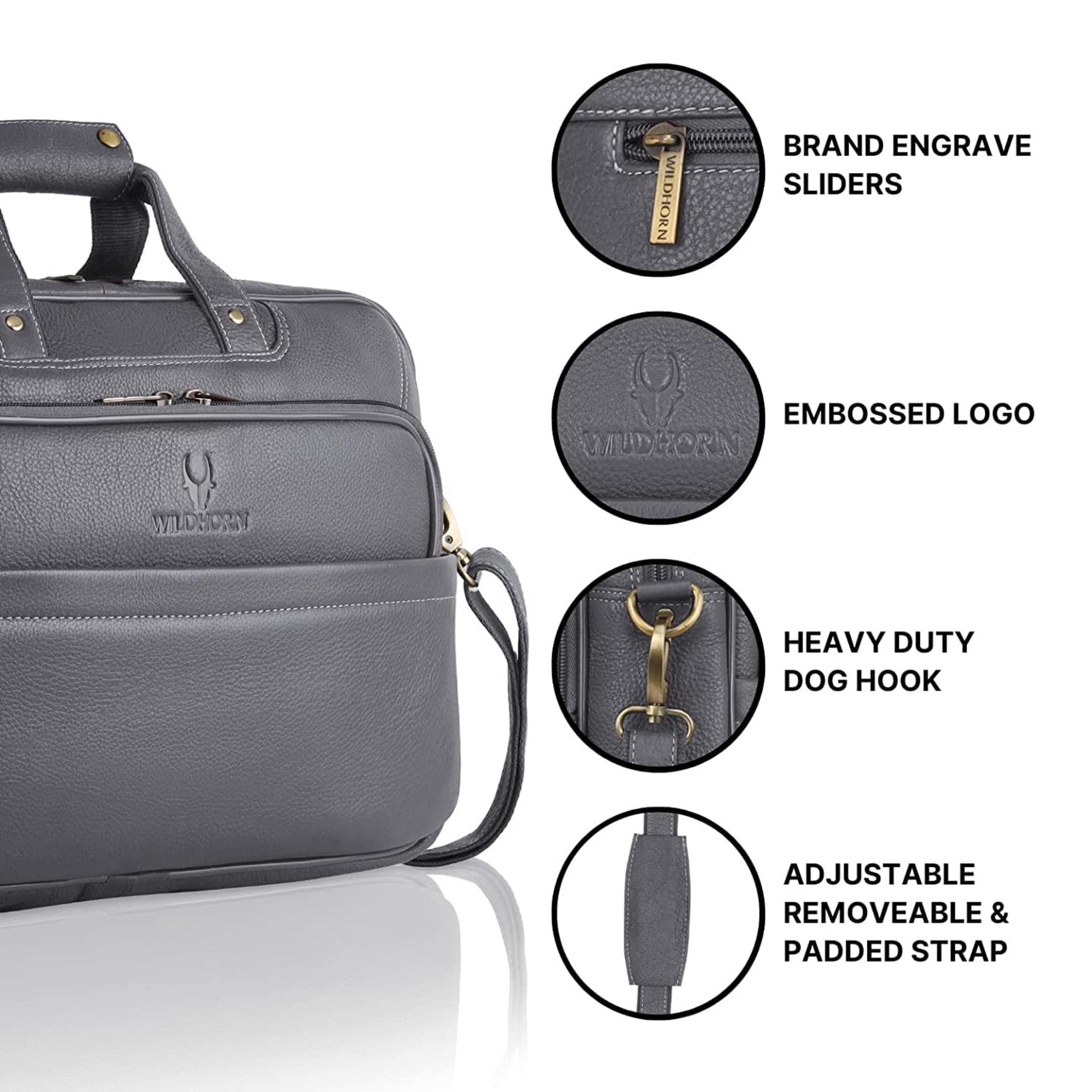 MICHIGAN Leather Laptop Messenger Bag for Men - WILDHORN