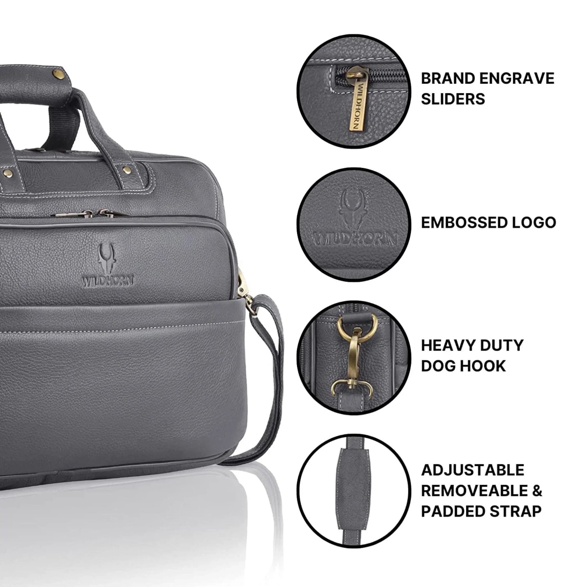 MICHIGAN Leather Laptop Messenger Bag for Men - WILDHORN