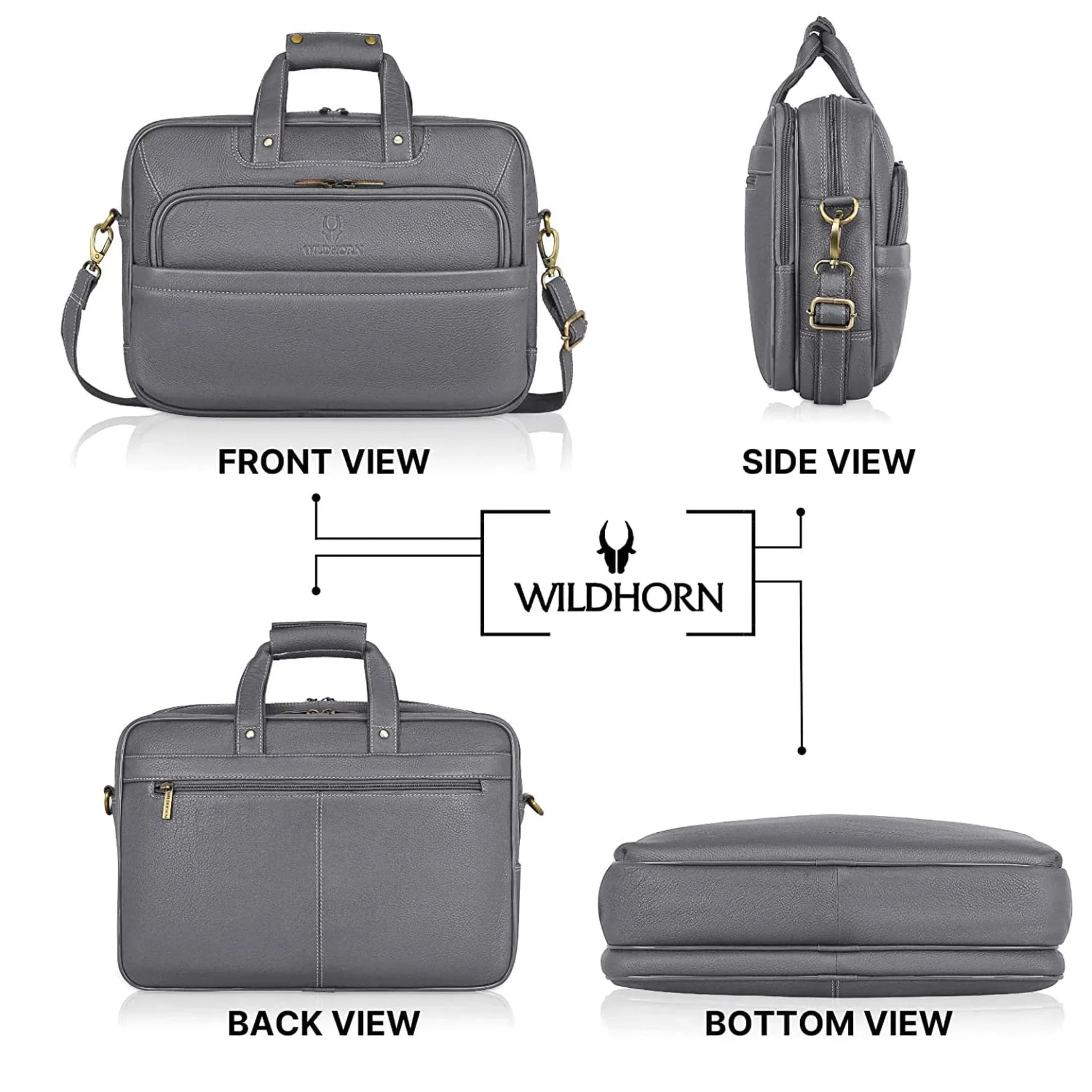 MICHIGAN Leather Laptop Messenger Bag for Men - WILDHORN