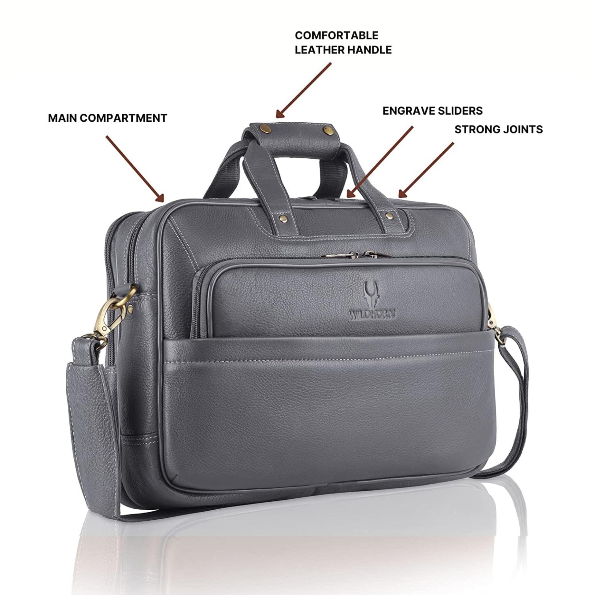 MICHIGAN Leather Laptop Messenger Bag for Men - WILDHORN
