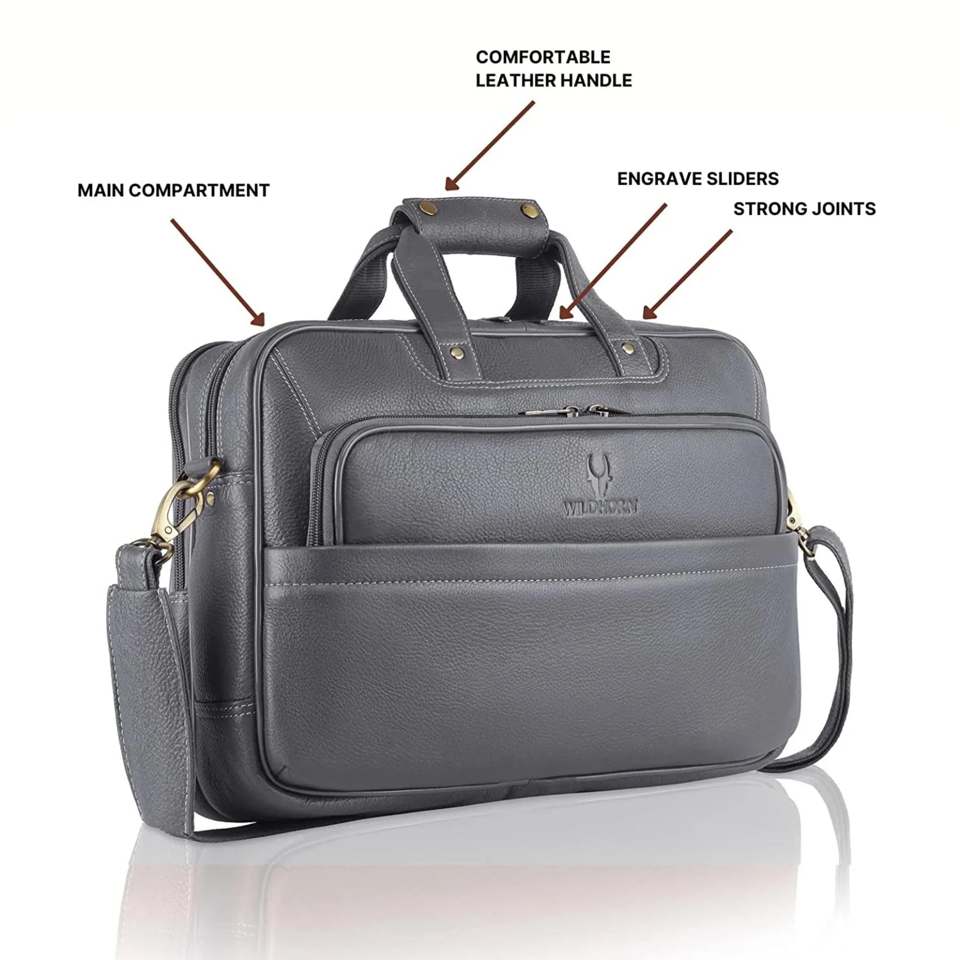 MICHIGAN Leather Laptop Messenger Bag for Men - WILDHORN