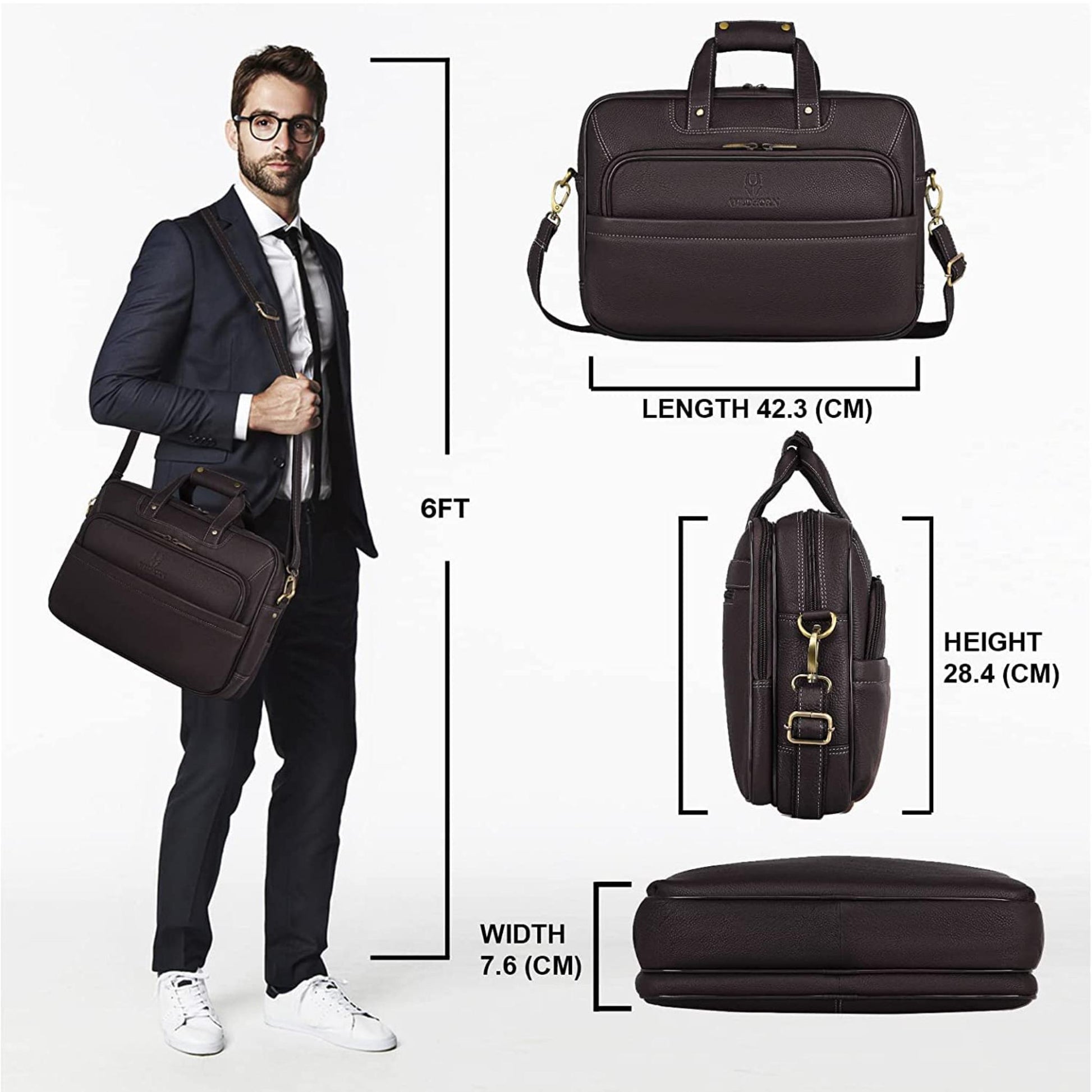 MISSOURI Leather Laptop Messenger Bag for Men - WILDHORN