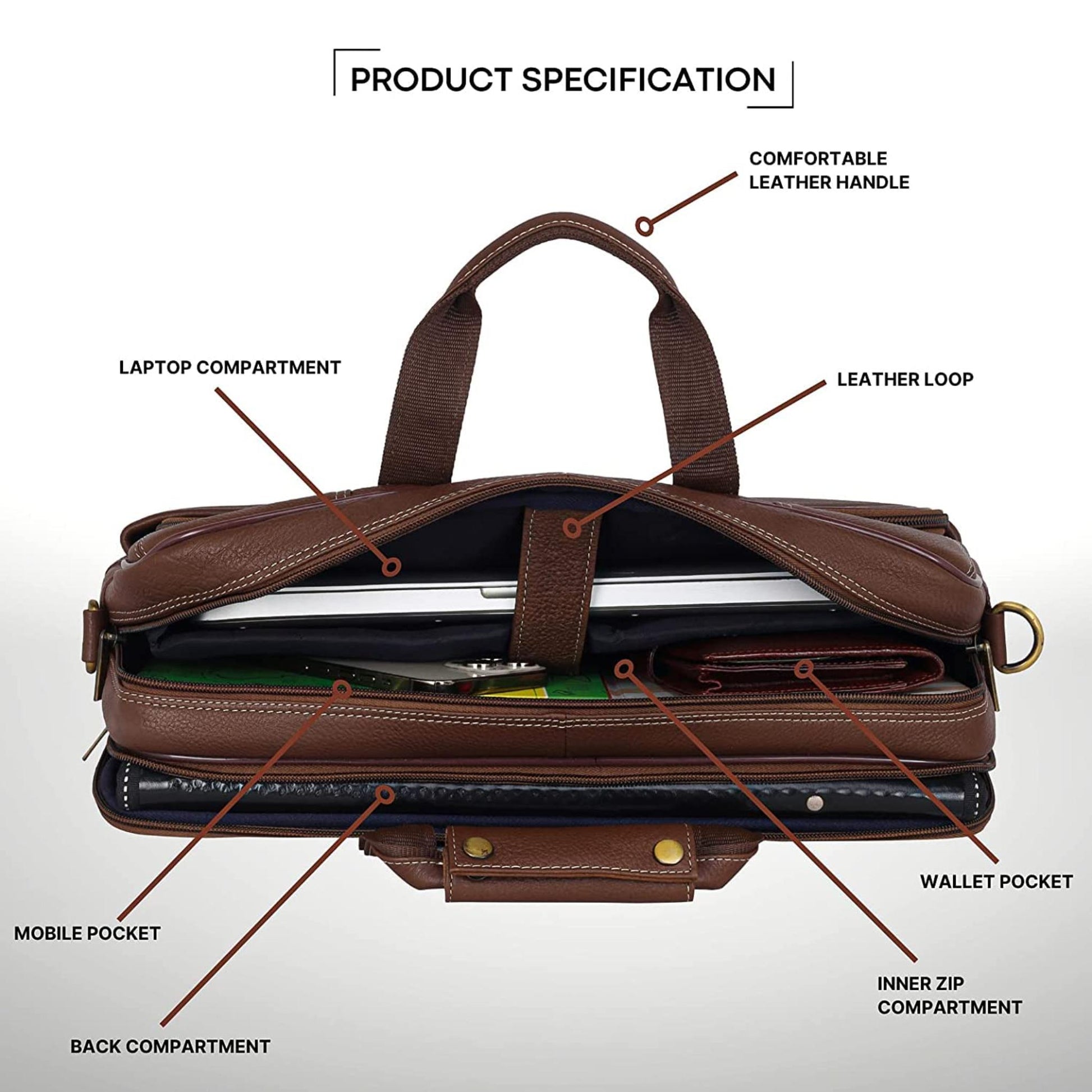 MISSOURI Leather Laptop Messenger Bag for Men - WILDHORN