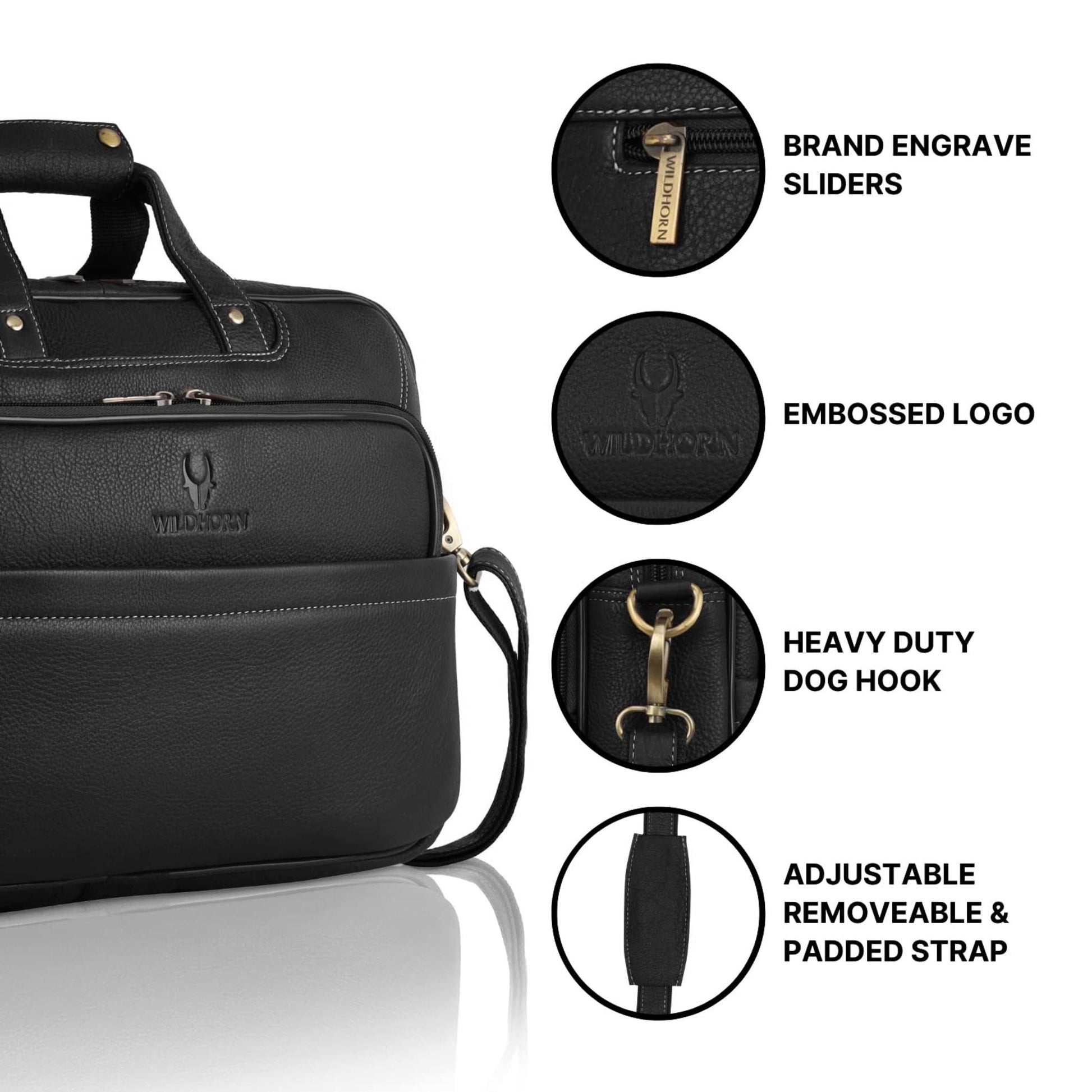 MISSOURI Leather Laptop Messenger Bag for Men - WILDHORN