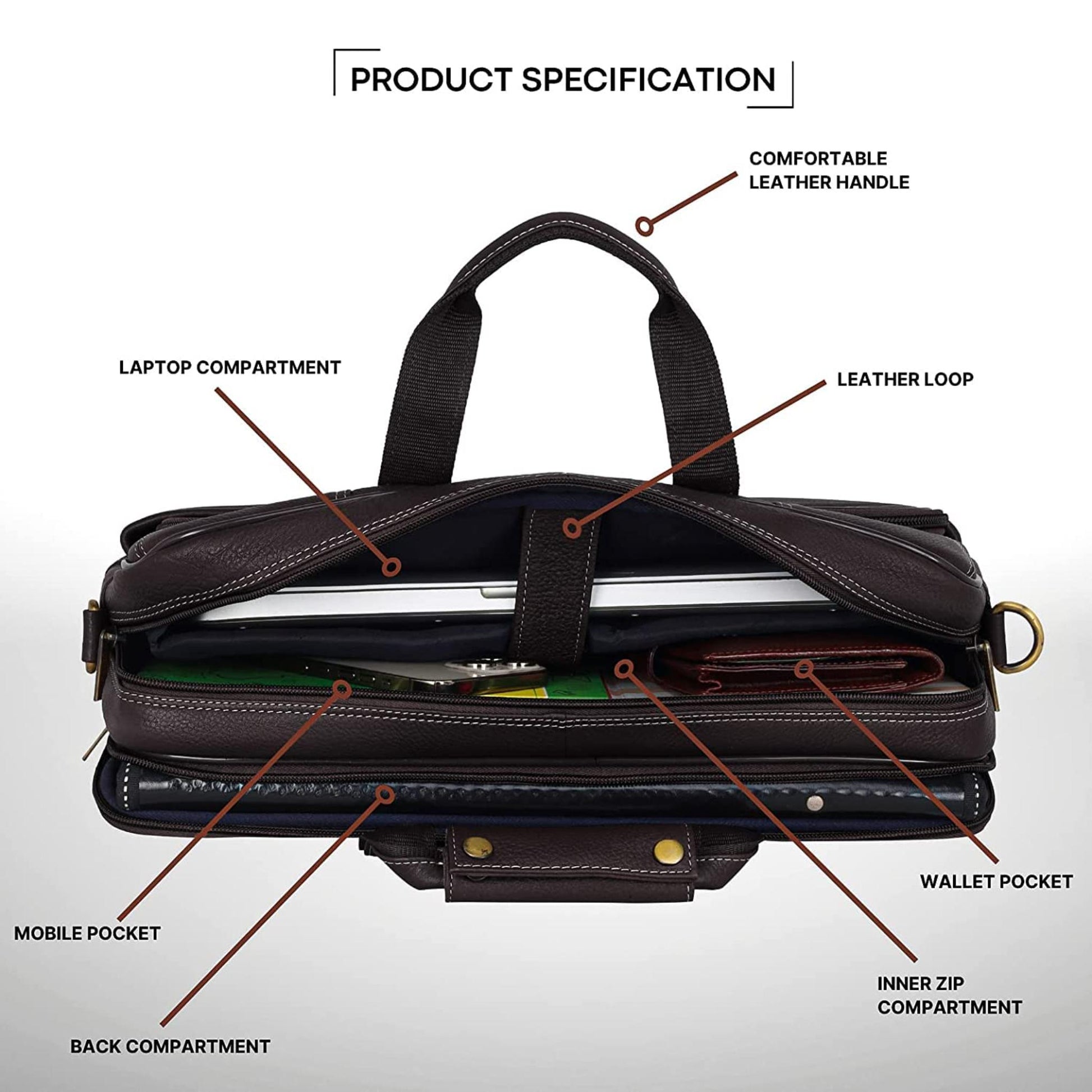 MISSOURI Leather Laptop Messenger Bag for Men - WILDHORN