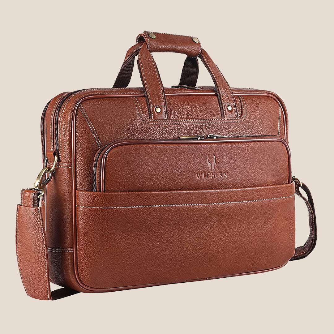 MISSOURI Leather Laptop Messenger Bag for Men - WILDHORN