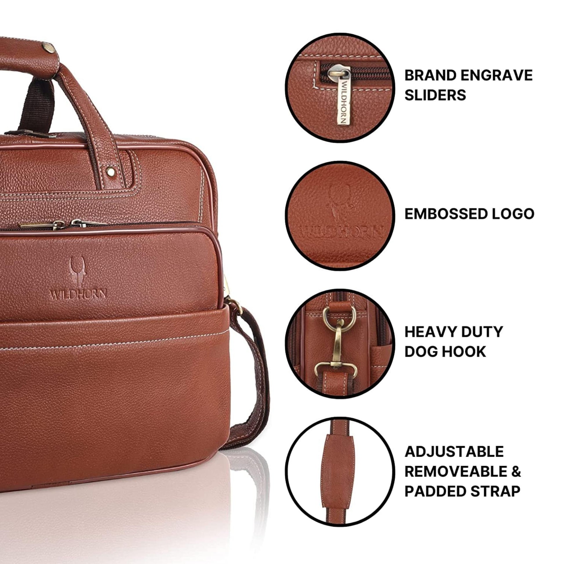 MISSOURI Leather Laptop Messenger Bag for Men - WILDHORN