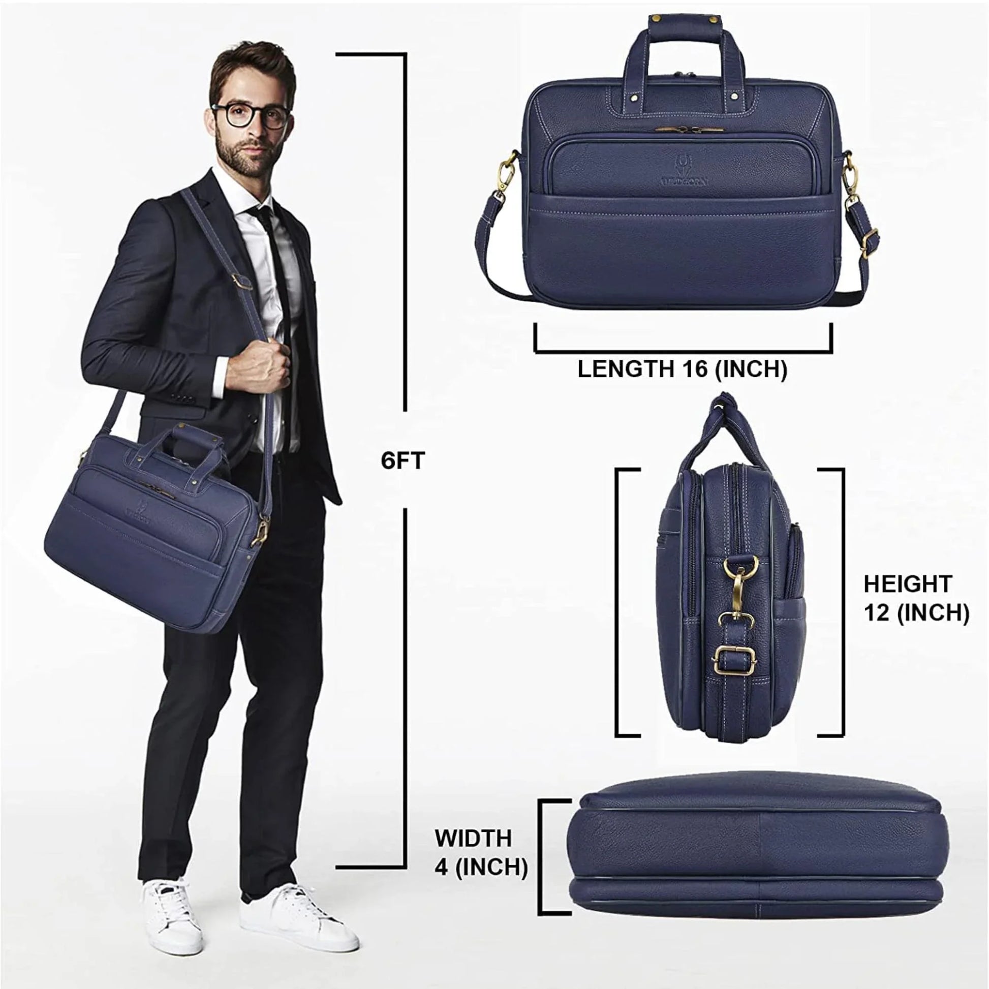 MISSOURI Leather Laptop Messenger Bag for Men - WILDHORN