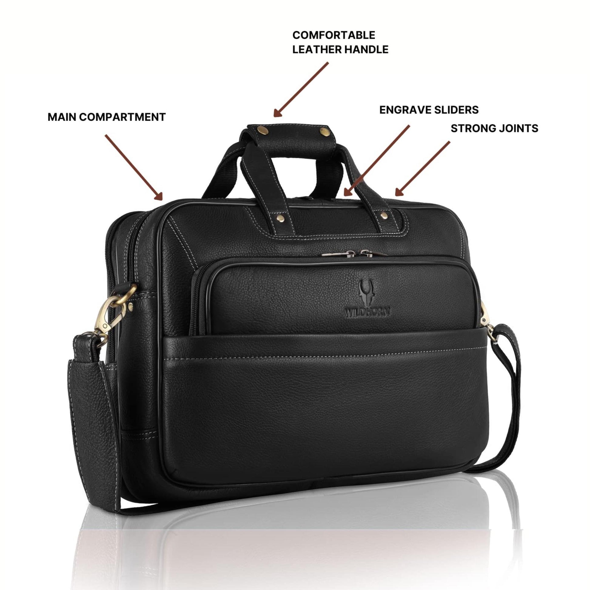 MISSOURI Leather Laptop Messenger Bag for Men - WILDHORN