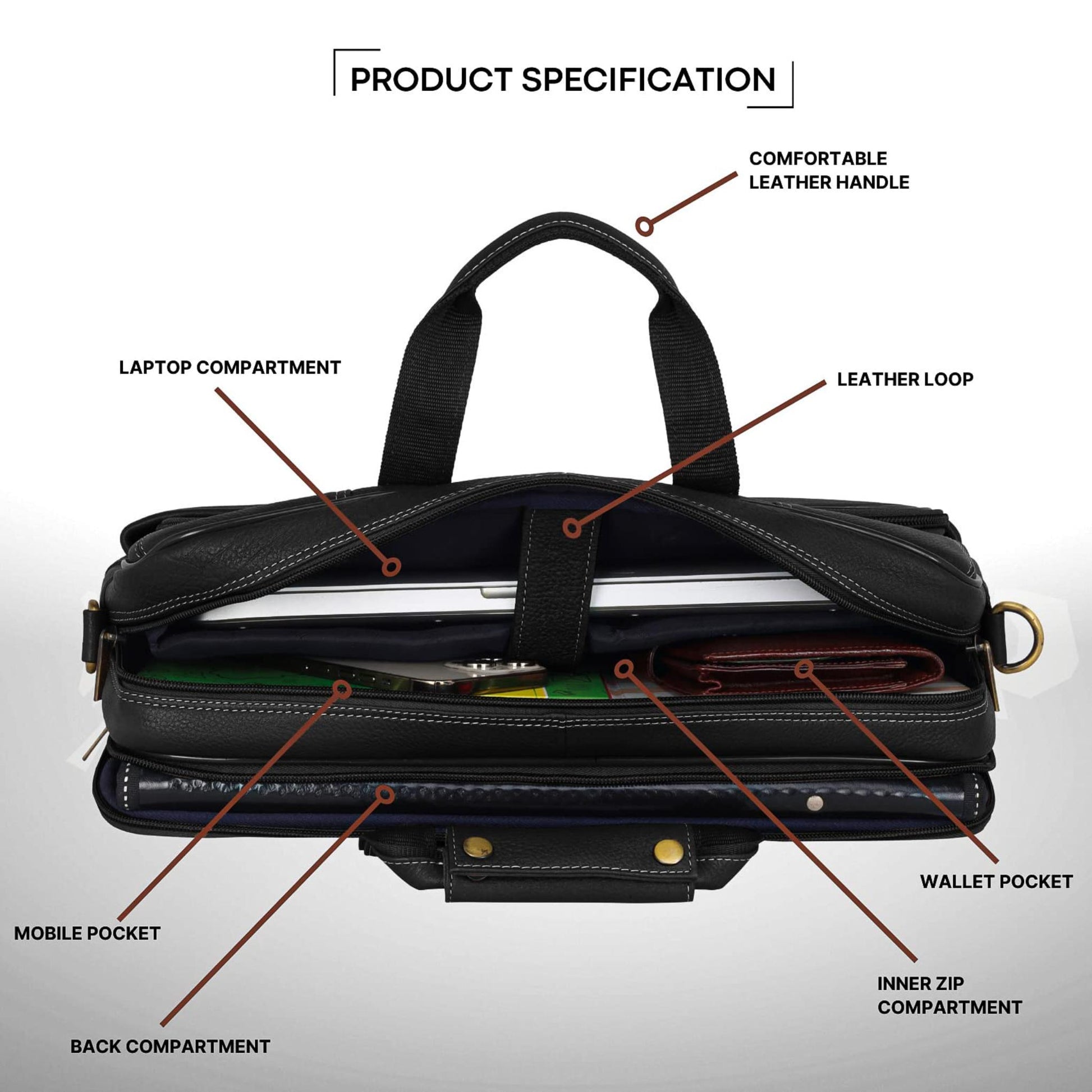 MISSOURI Leather Laptop Messenger Bag for Men - WILDHORN