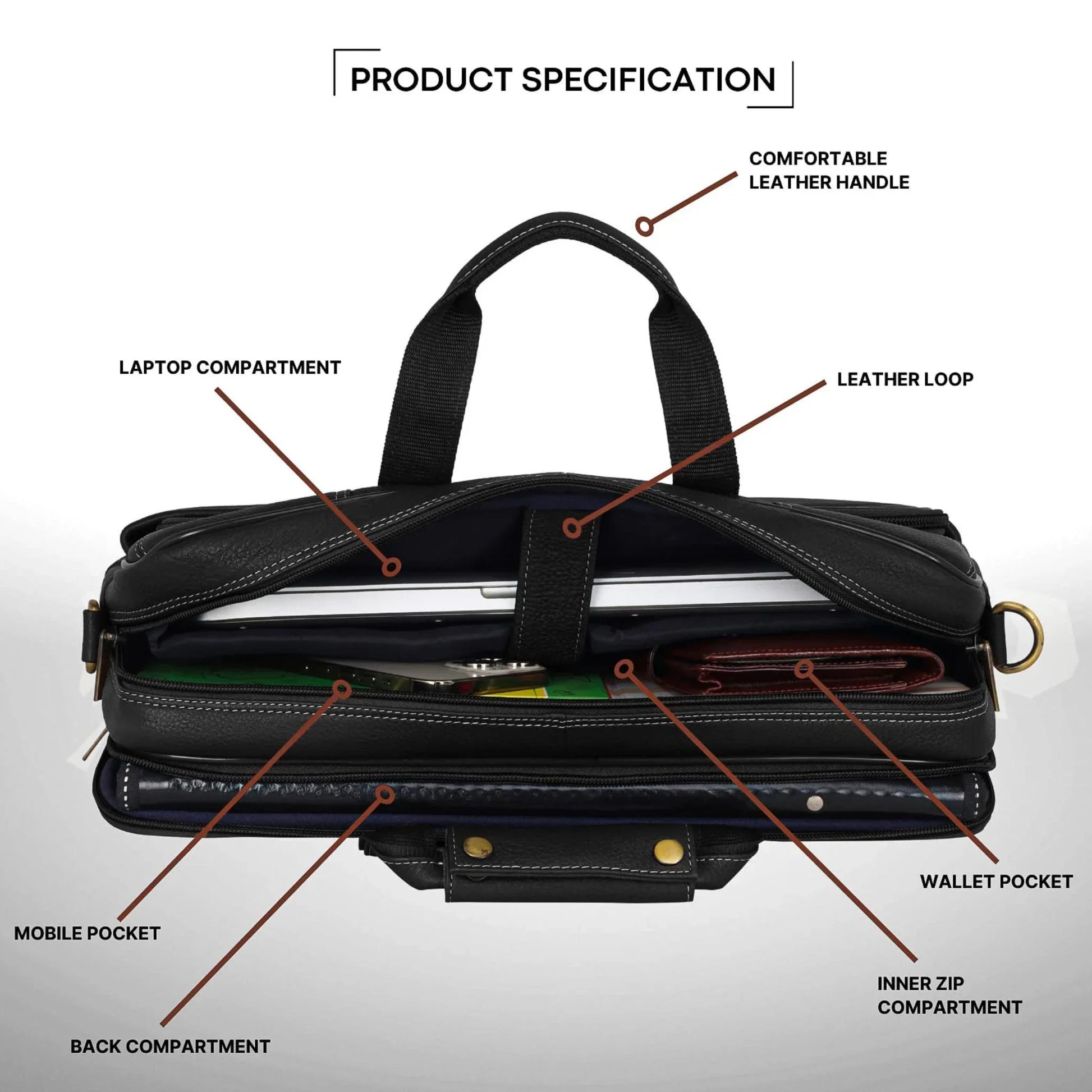 MISSOURI Leather Laptop Messenger Bag for Men - WILDHORN