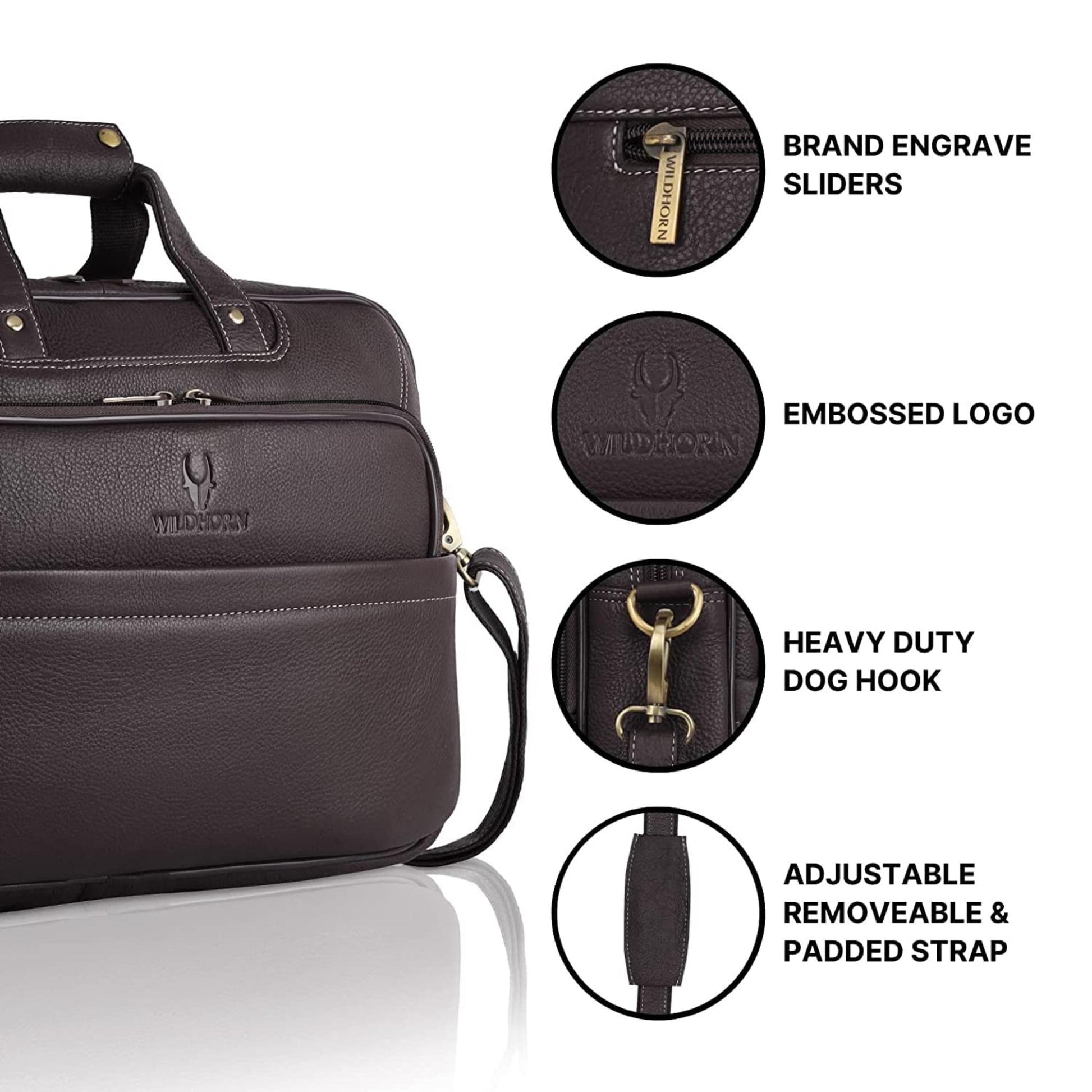 MISSOURI Leather Laptop Messenger Bag for Men - WILDHORN