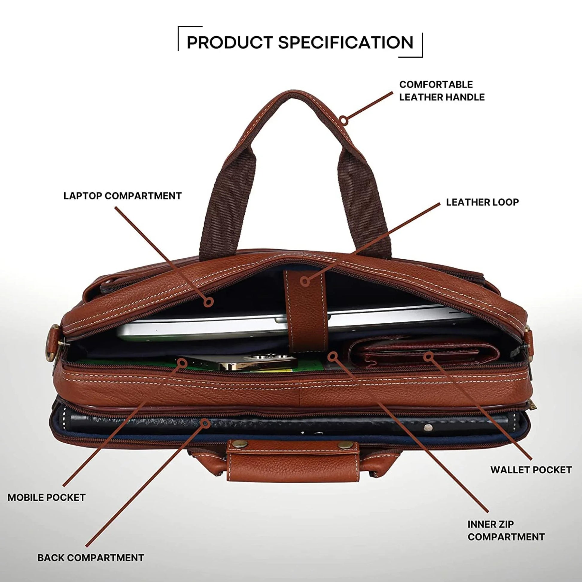 MISSOURI Leather Laptop Messenger Bag for Men - WILDHORN