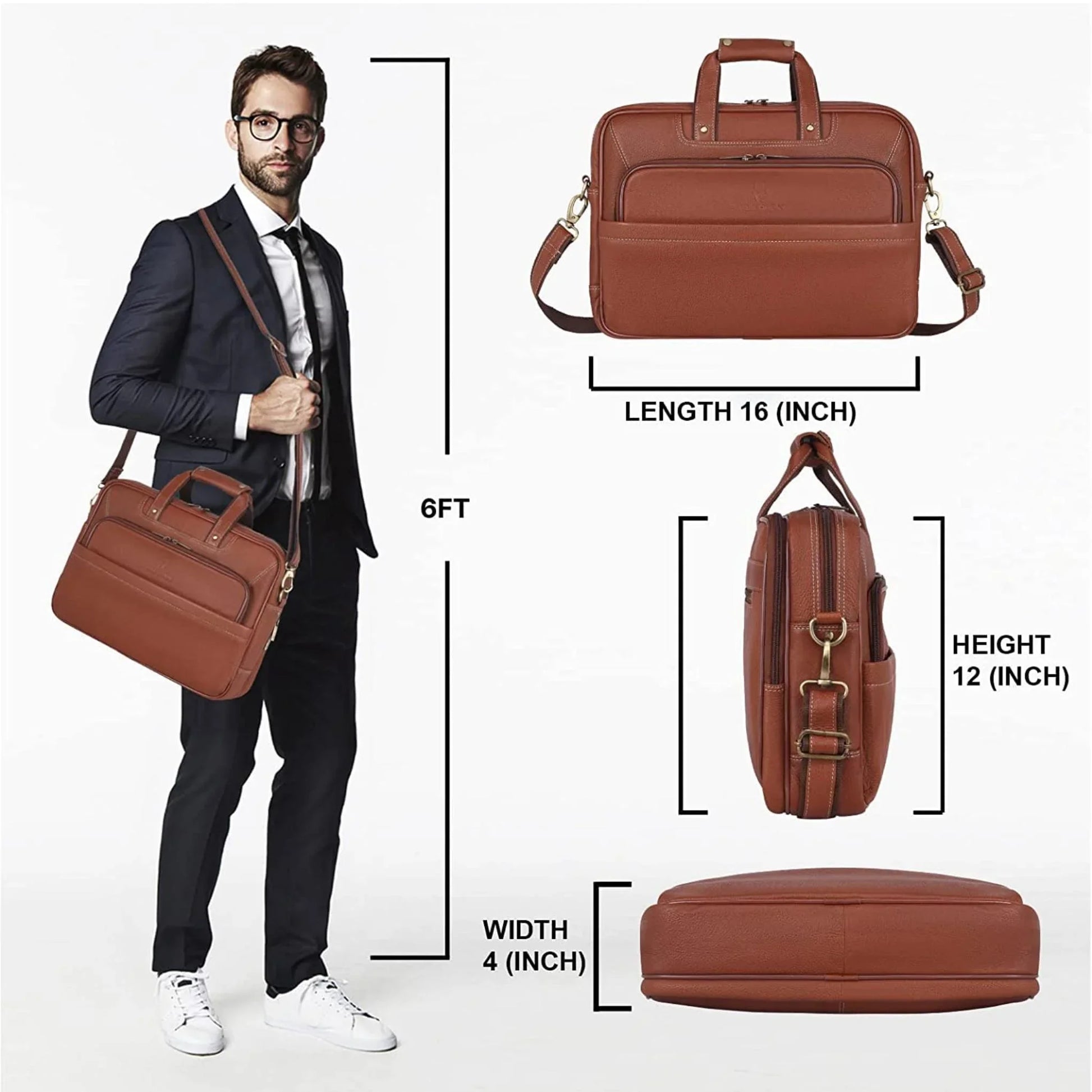 MISSOURI Leather Laptop Messenger Bag for Men - WILDHORN