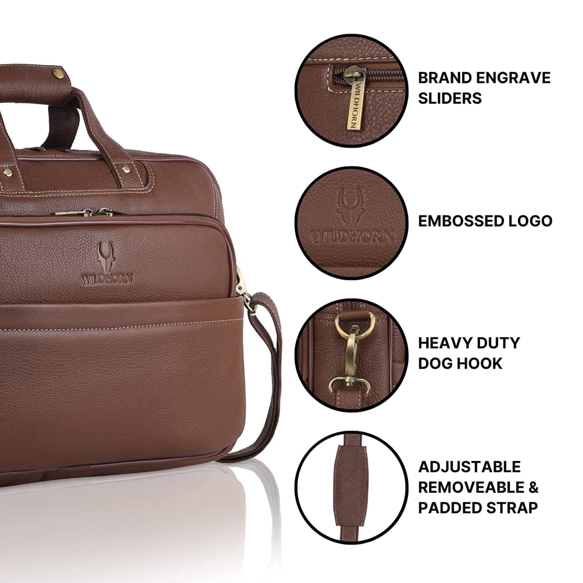 MISSOURI Leather Laptop Messenger Bag for Men - WILDHORN