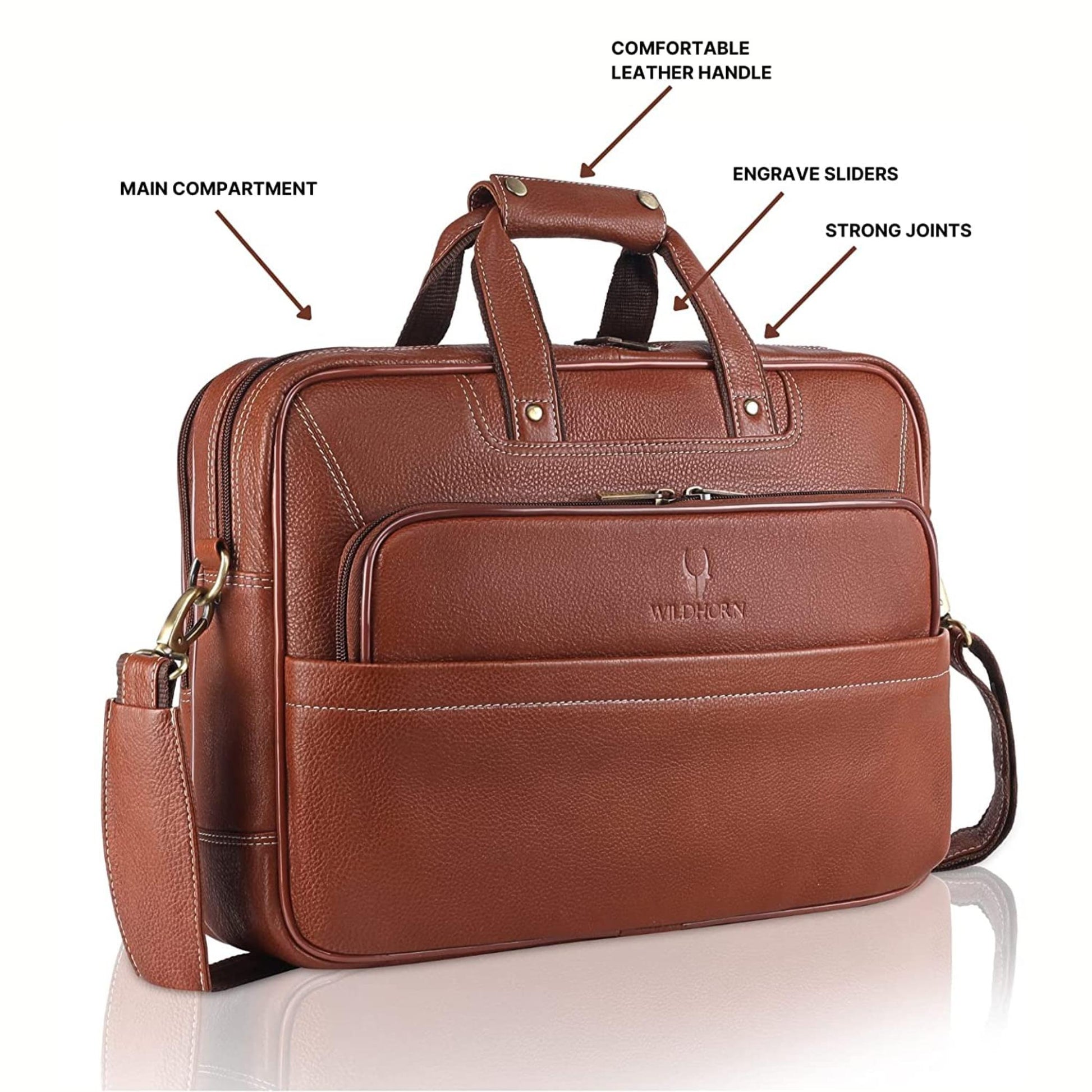 MISSOURI Leather Laptop Messenger Bag for Men - WILDHORN