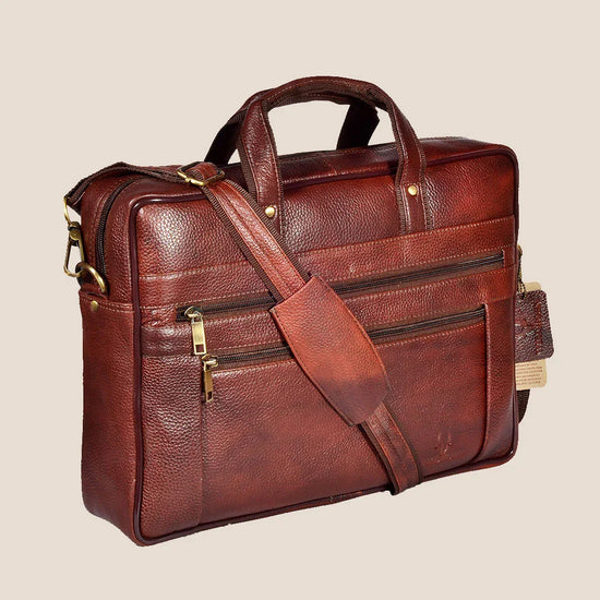 NEVADA Leather Laptop Messenger Bag for Men - WILDHORN