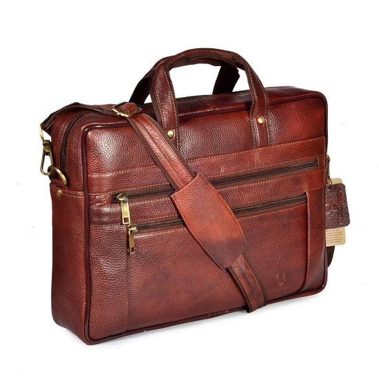 NEVADA Leather Laptop Messenger Bag for Men - WILDHORN