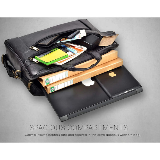 NEVADA Leather Laptop Messenger Bag for Men - WILDHORN