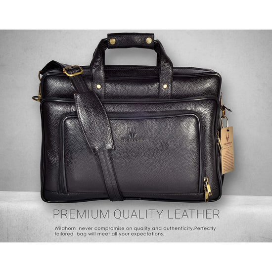 NORTH DAKOTA Leather Laptop Messenger Bag for Men - WILDHORN