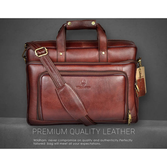 NORTH DAKOTA Leather Laptop Messenger Bag for Men - WILDHORN