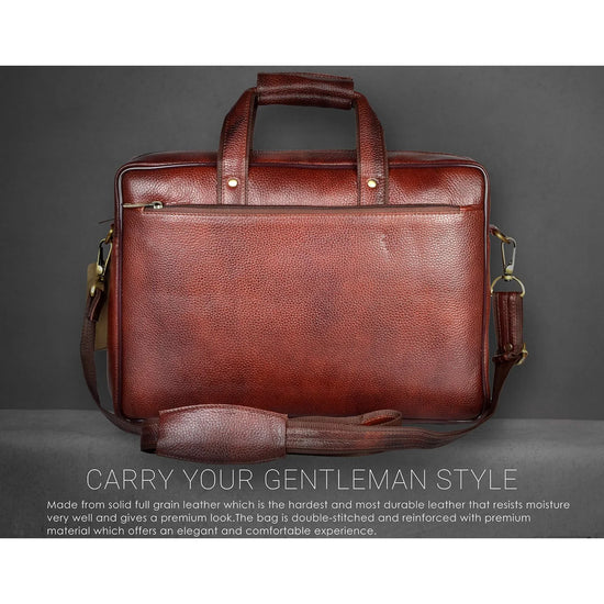 NORTH DAKOTA Leather Laptop Messenger Bag for Men - WILDHORN