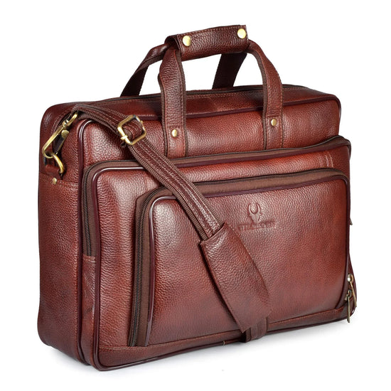 NORTH DAKOTA Leather Laptop Messenger Bag for Men - WILDHORN