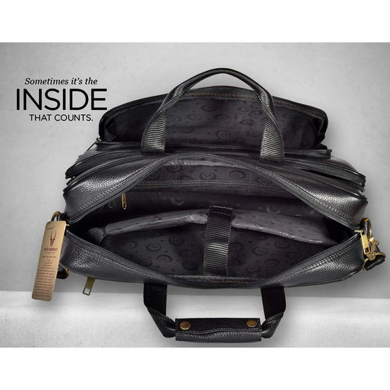 NORTH DAKOTA Leather Laptop Messenger Bag for Men - WILDHORN